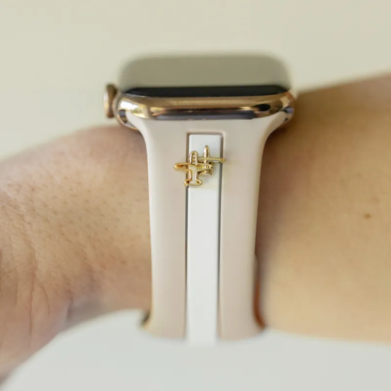 Come Fly With Me✈️ Nude Sand & White Smart Watch Band sold by Strawberry Avocados