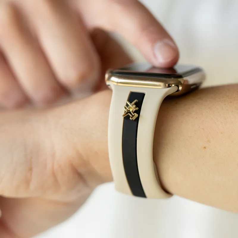 Come Fly With Me✈️ Nude Sand & Black Smart Watch Band sold by Strawberry Avocados