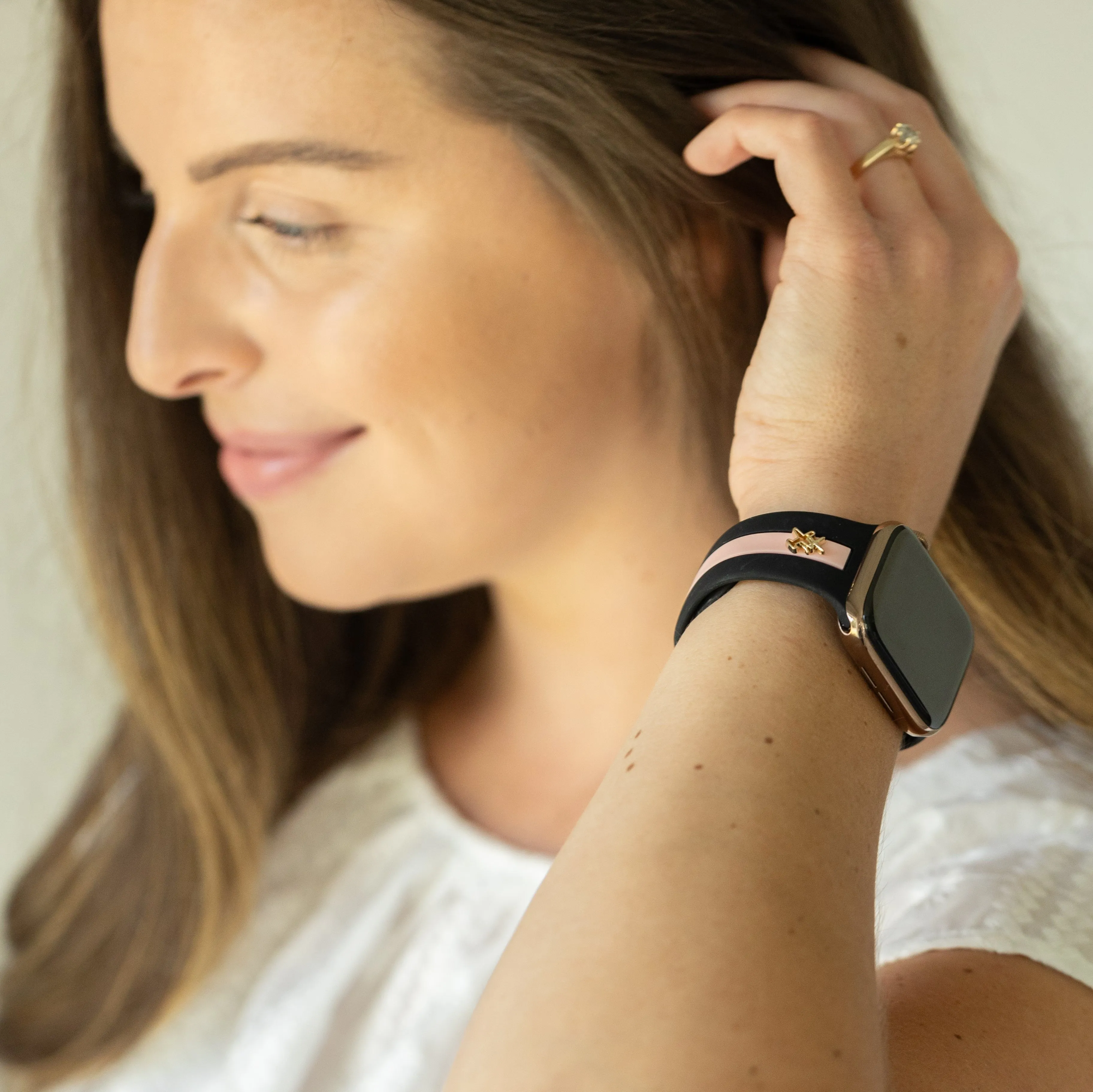 Come Fly With Me✈️ Midnight Black & Pink Smart Watch Band sold by Strawberry Avocados product image thumbnail 2