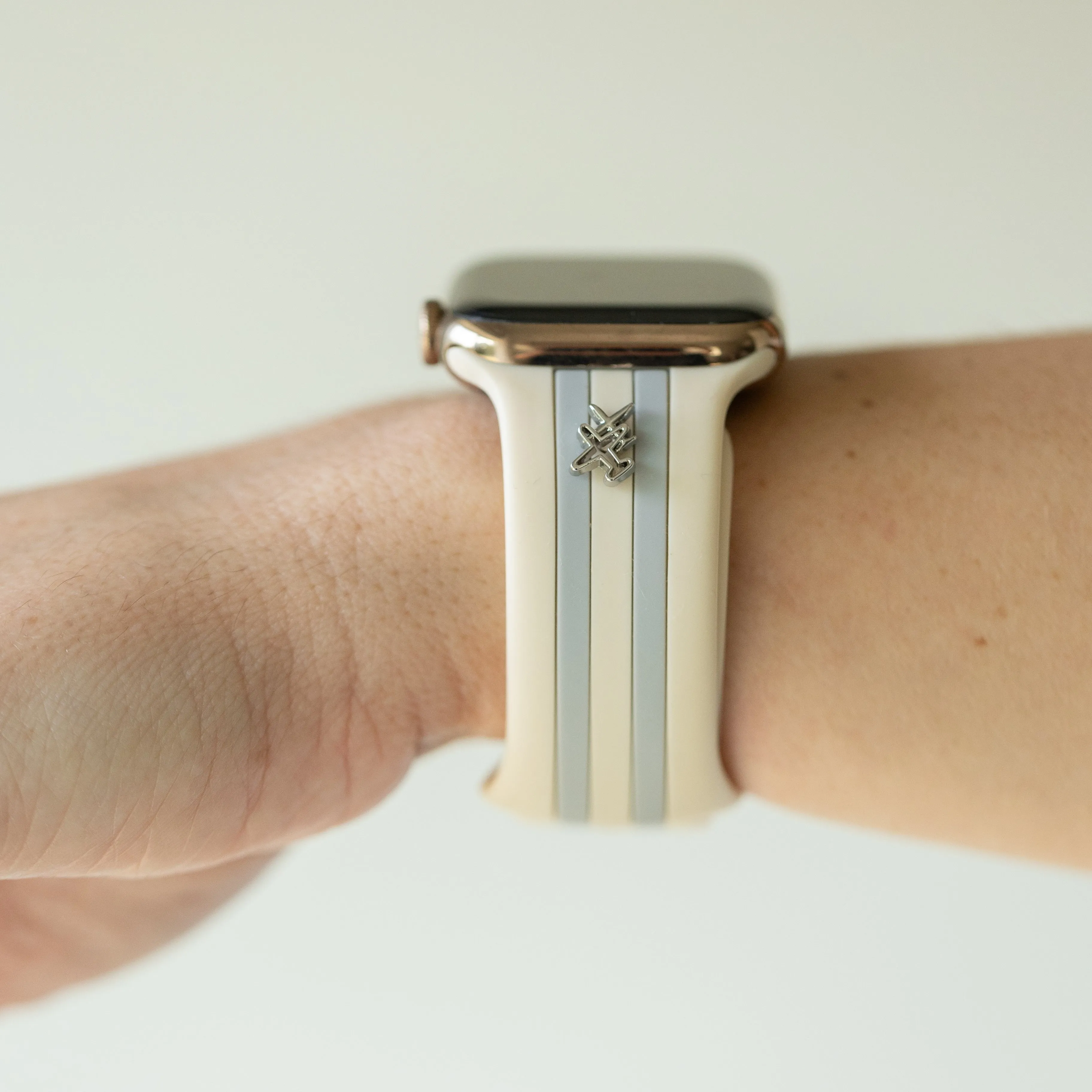 Come Fly With Me✈️ Ivory & Gray Smart Watch Band sold by Strawberry Avocados