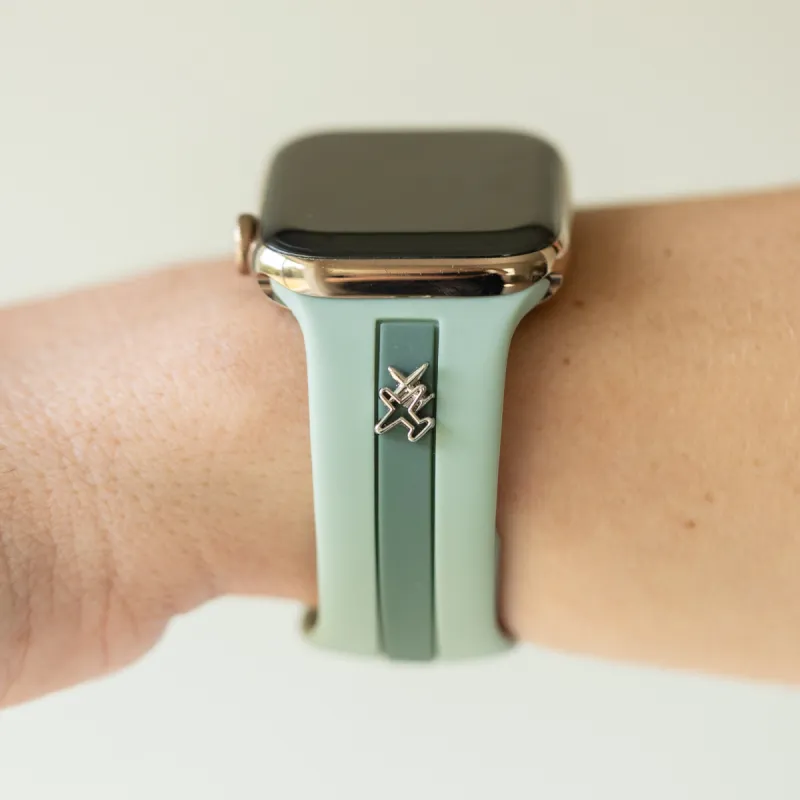 Come Fly With Me✈️ Dusty Blue & Green Smart Watch Band sold by Strawberry Avocados