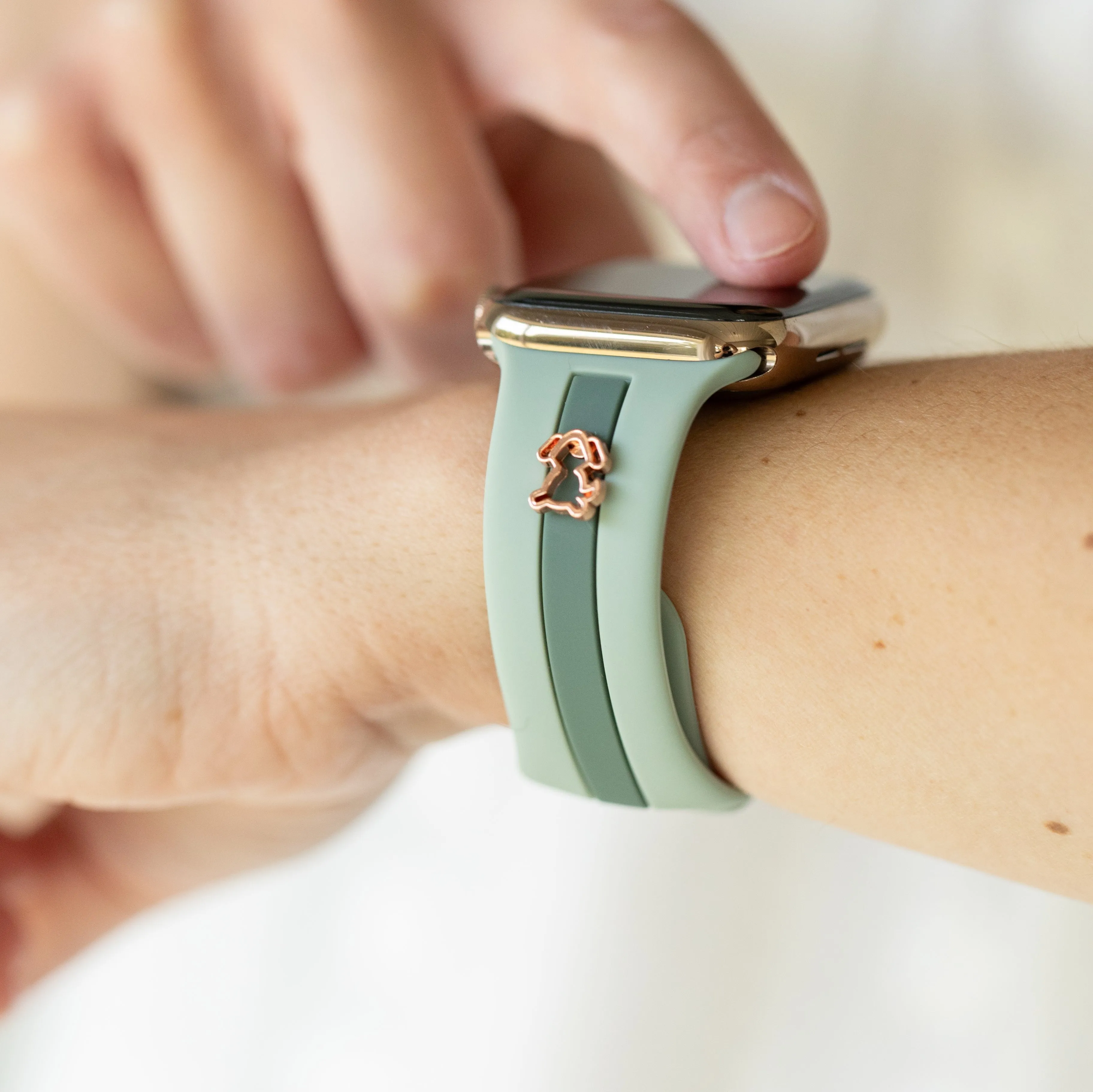 Dog Gone Love🐾 Dusty Blue & Green Smart Watch Band sold by Strawberry Avocados