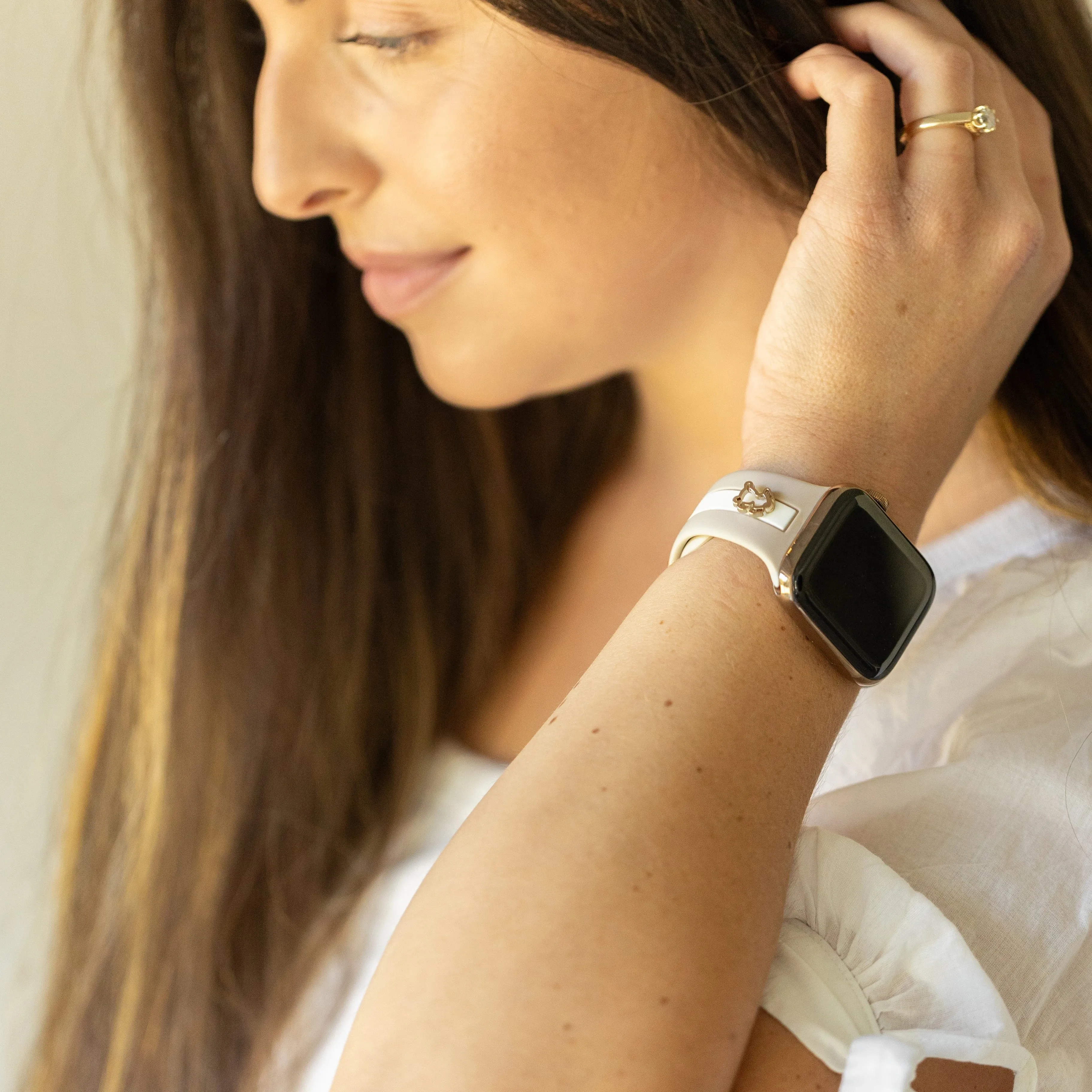 Dog Gone Love🐾 Nude Sand & White Smart Watch Band sold by Strawberry Avocados product image thumbnail 2