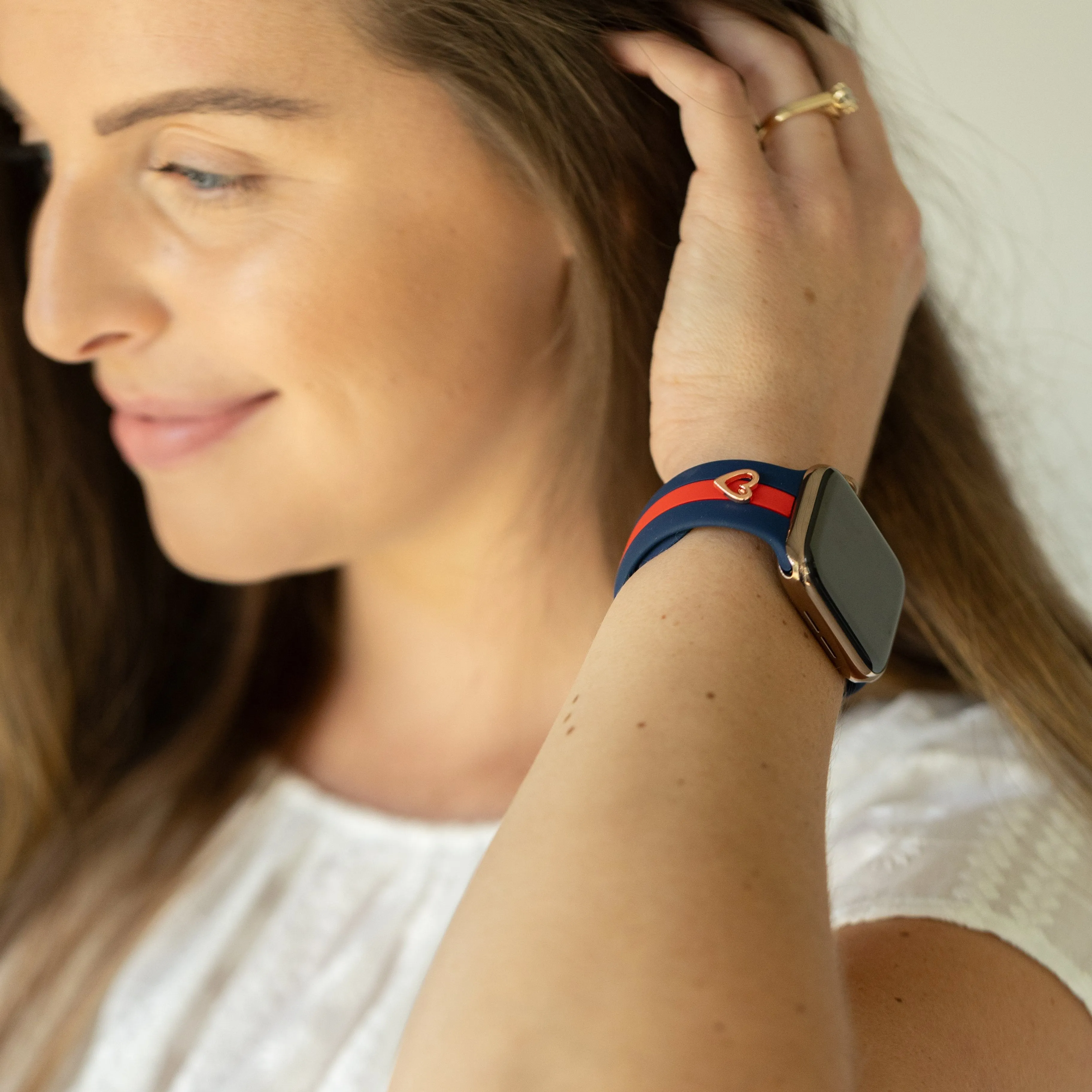 Heart to Love ♡ Blue & Red Smart Watch Band sold by Strawberry Avocados product image thumbnail 2