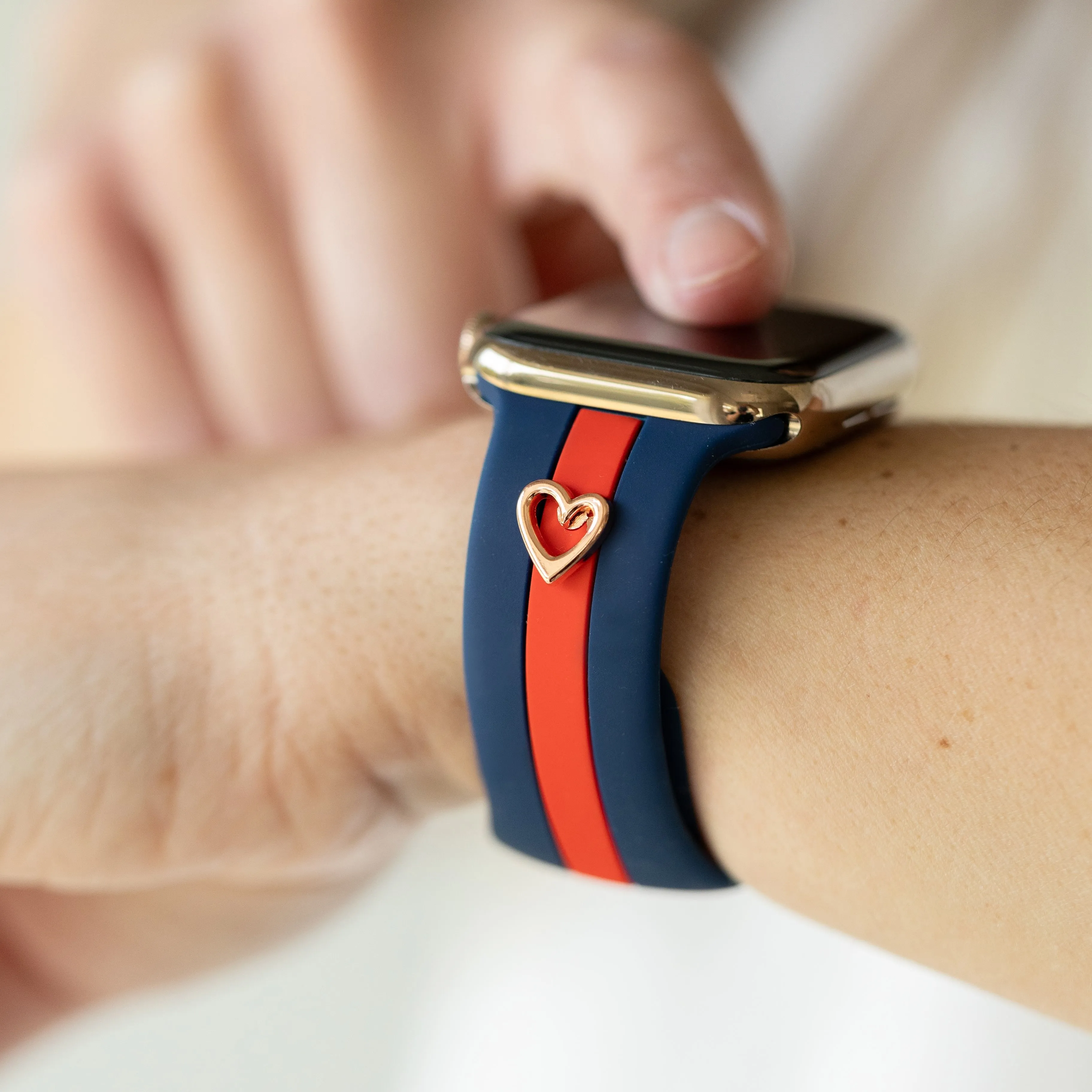 Heart to Love ♡ Blue & Red Smart Watch Band sold by Strawberry Avocados