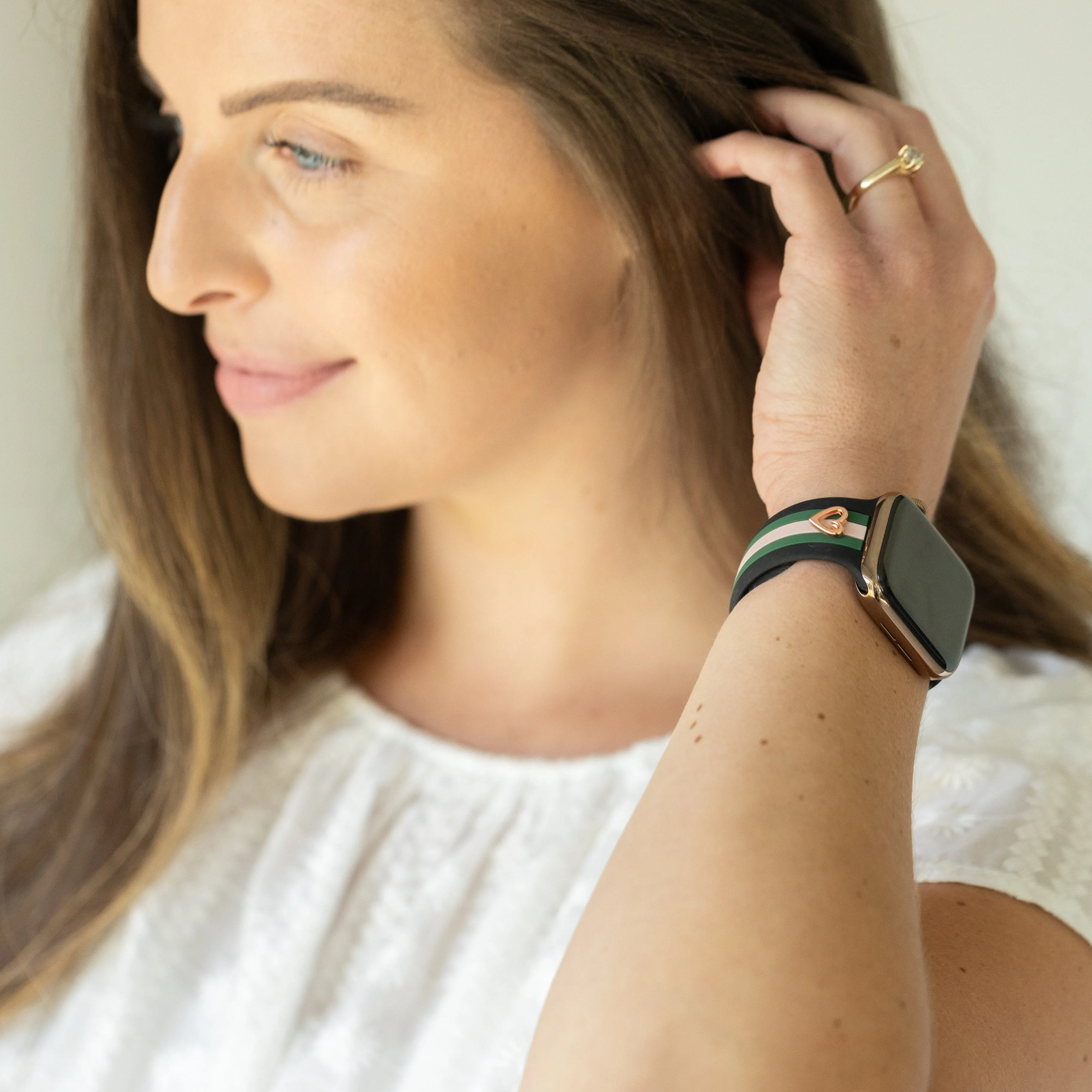 Heart to Love ♡ Black/Pink/Green Smart Watch Band sold by Strawberry Avocados product image thumbnail 2