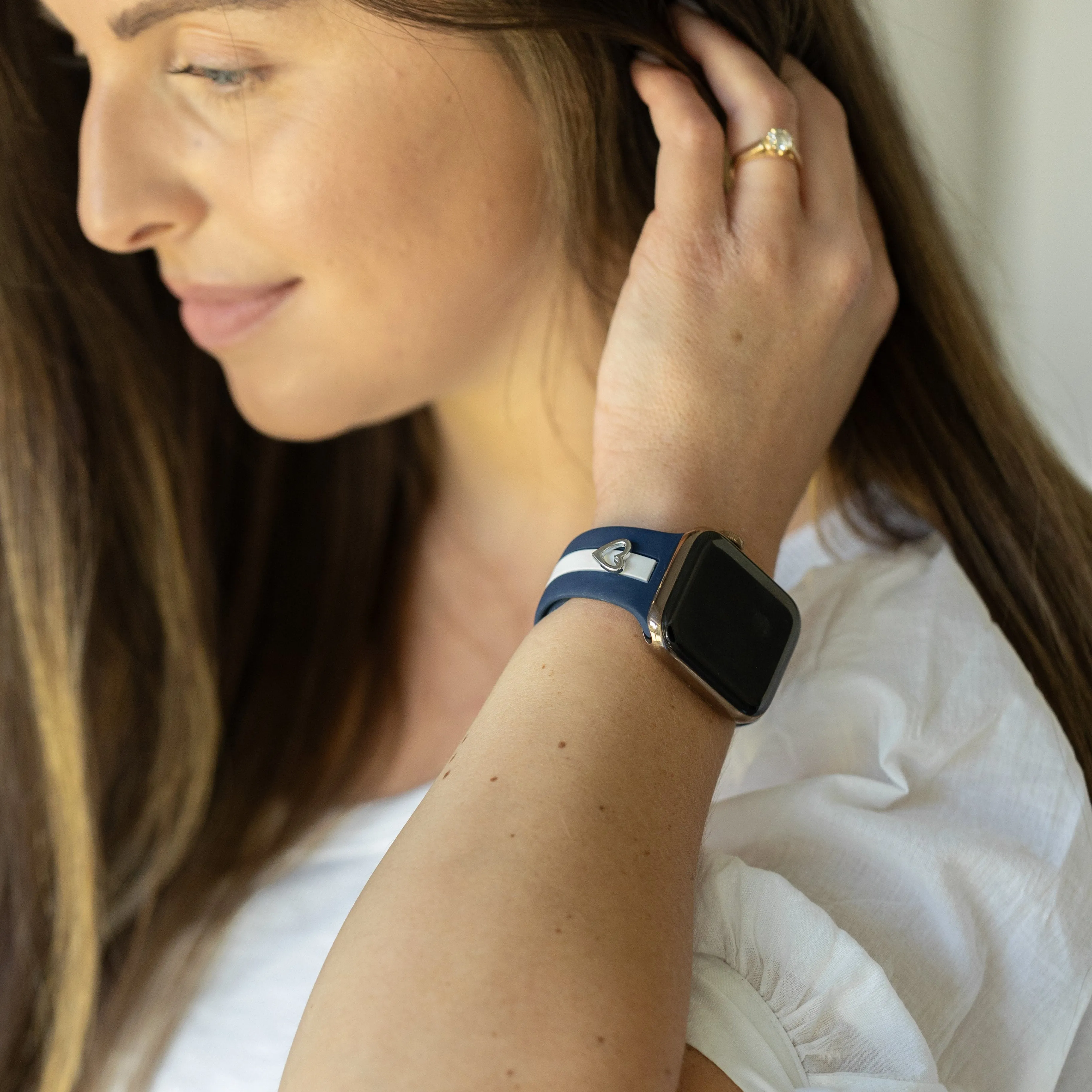 Heart to Love ♡ Nautical Blue & White Smart Watch Band sold by Strawberry Avocados product image thumbnail 2