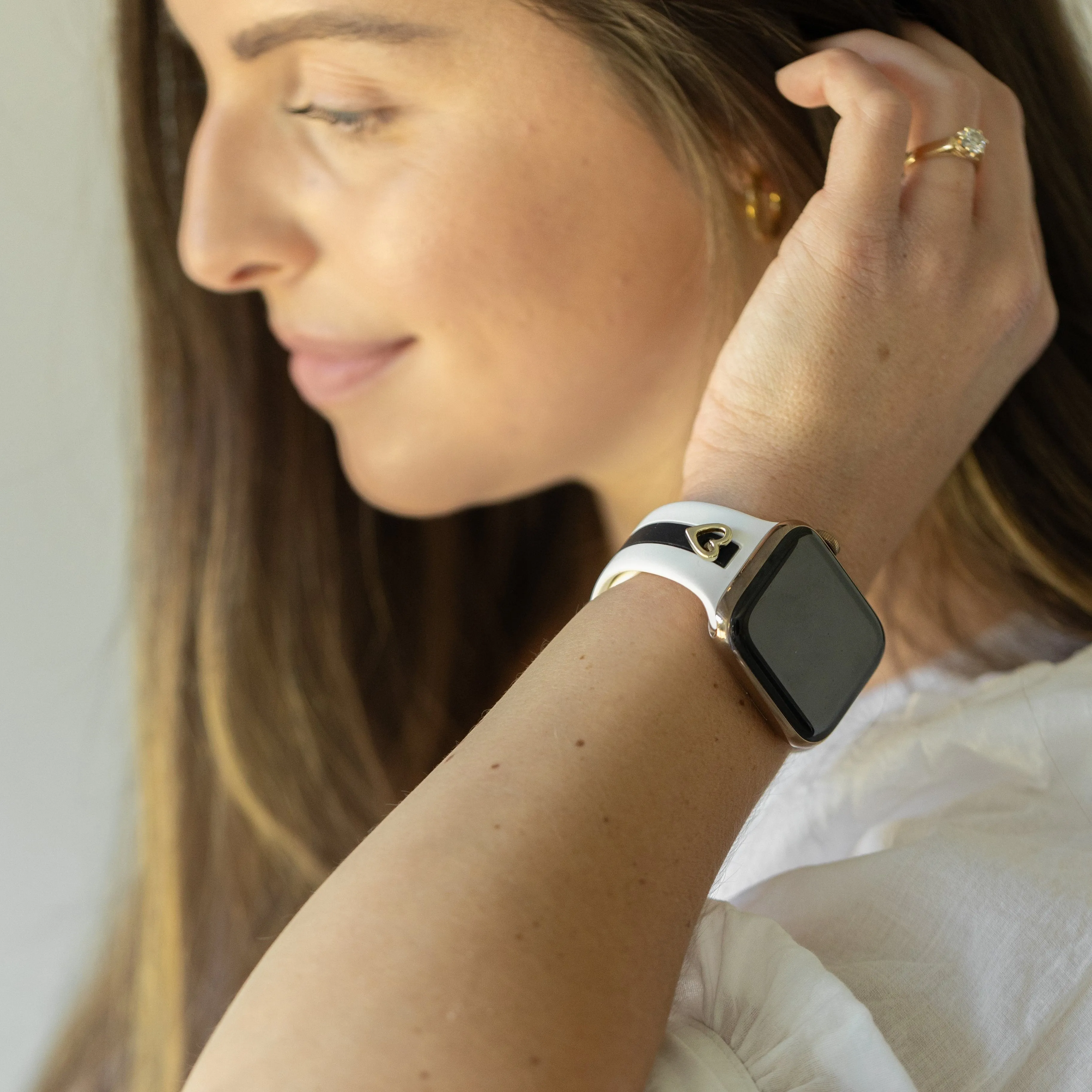 Heart to Love ♡ Winter White & Black Night Smart Watch Band sold by Strawberry Avocados product image thumbnail 2