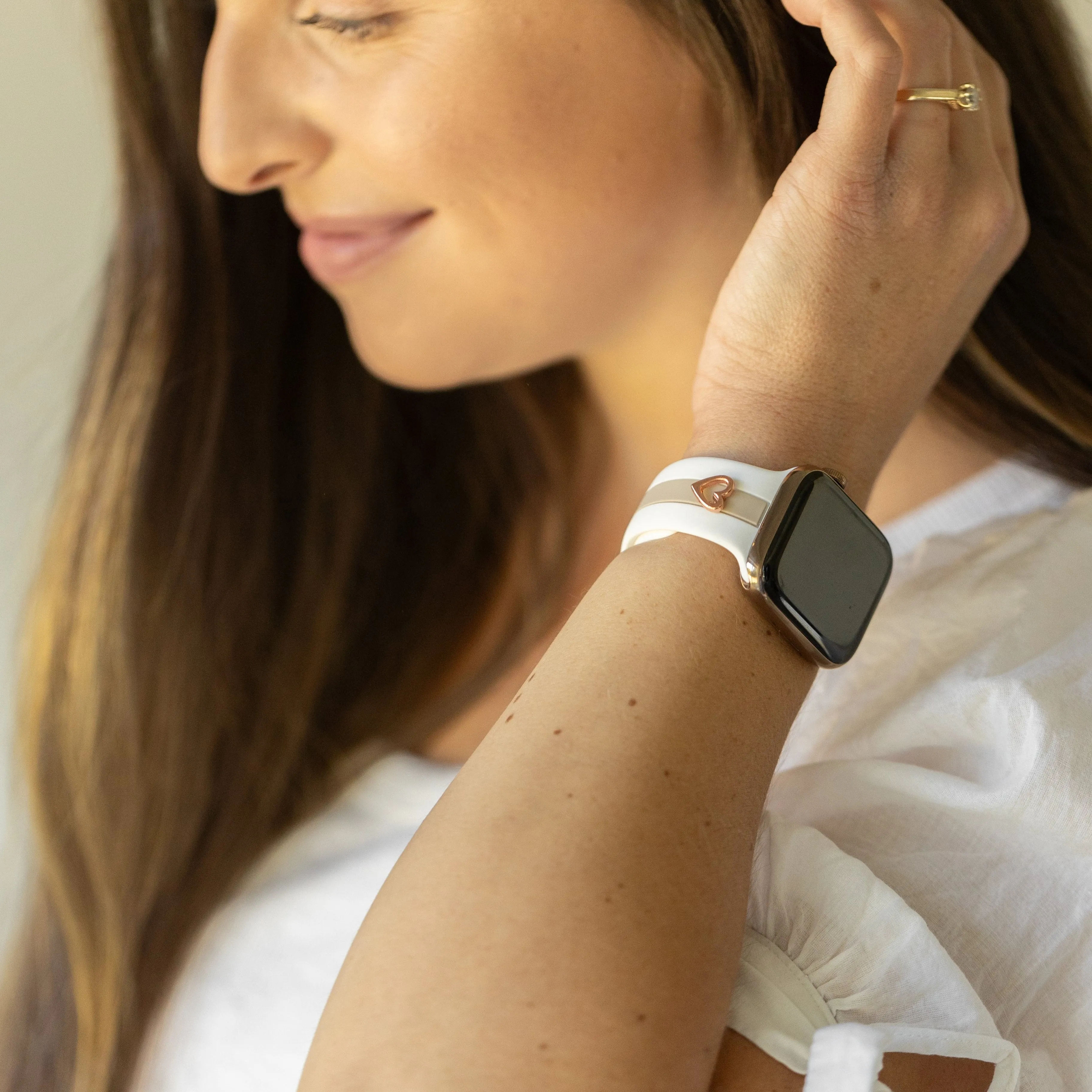 Heart to Love ♡ White & Nude Sand Smart Watch Band sold by Strawberry Avocados product image thumbnail 2