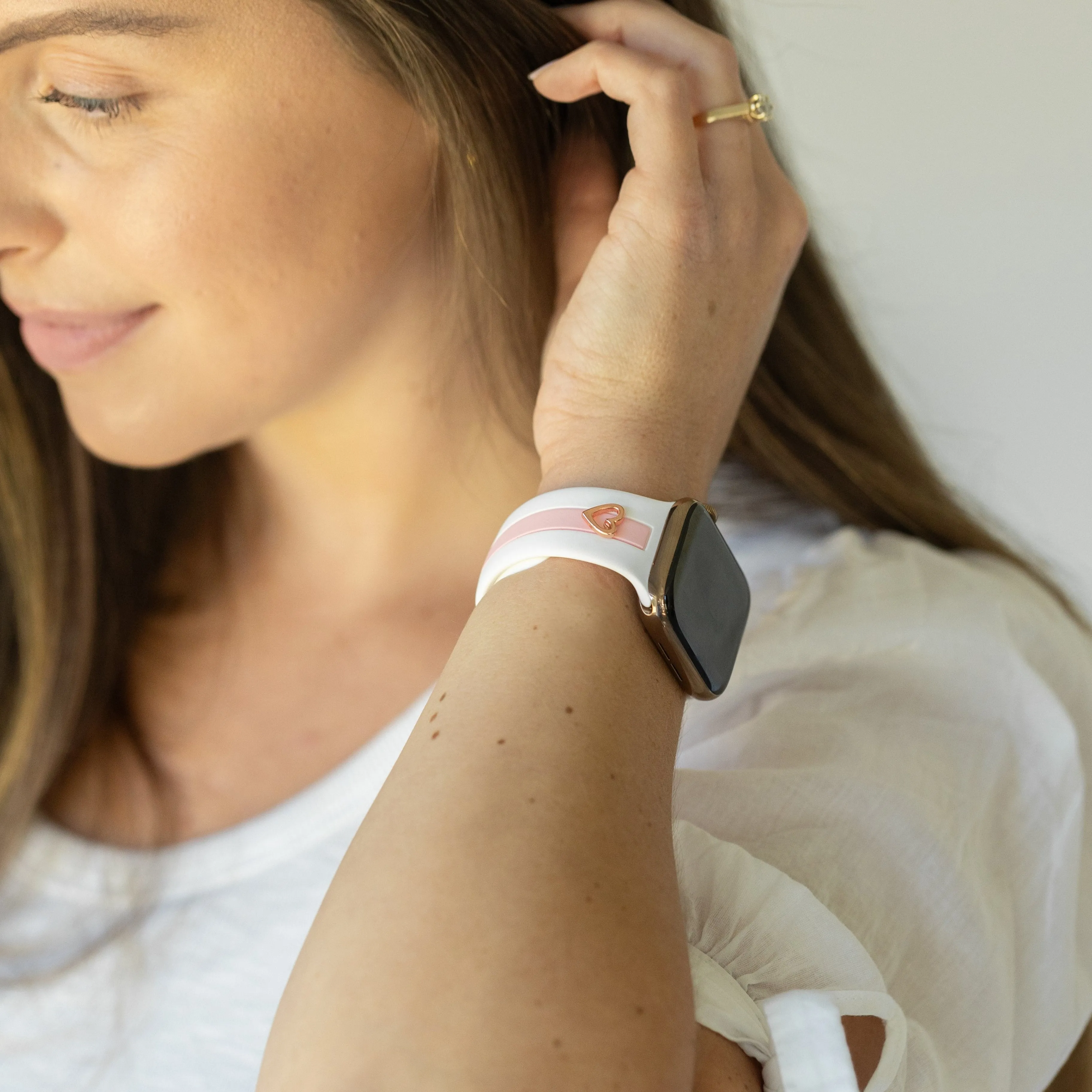 Heart to Love ♡ White & Bubblegum Smart Watch Band sold by Strawberry Avocados product image thumbnail 2