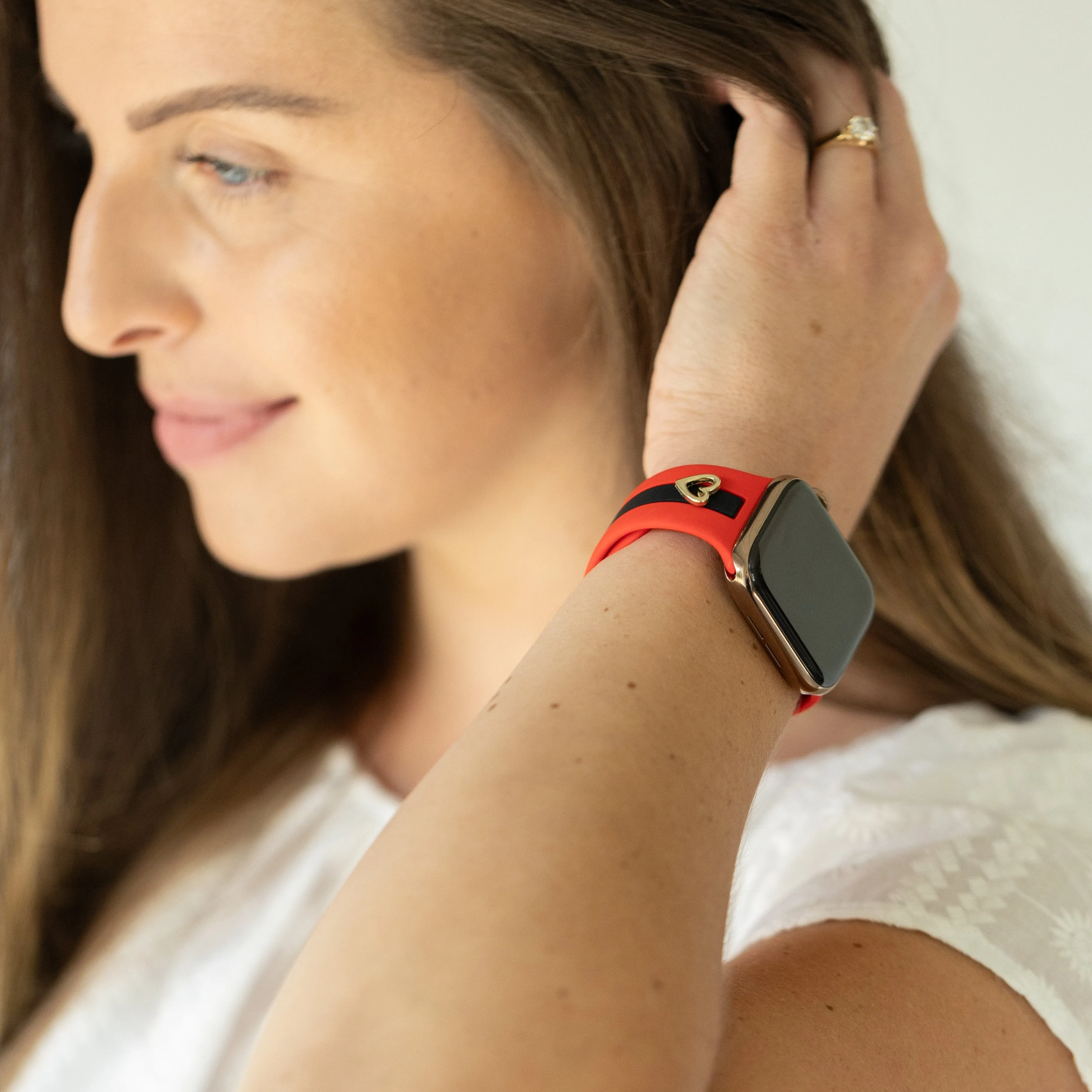 Heart to Love ♡ Red & Black Smart Watch Band sold by Strawberry Avocados product image thumbnail 2