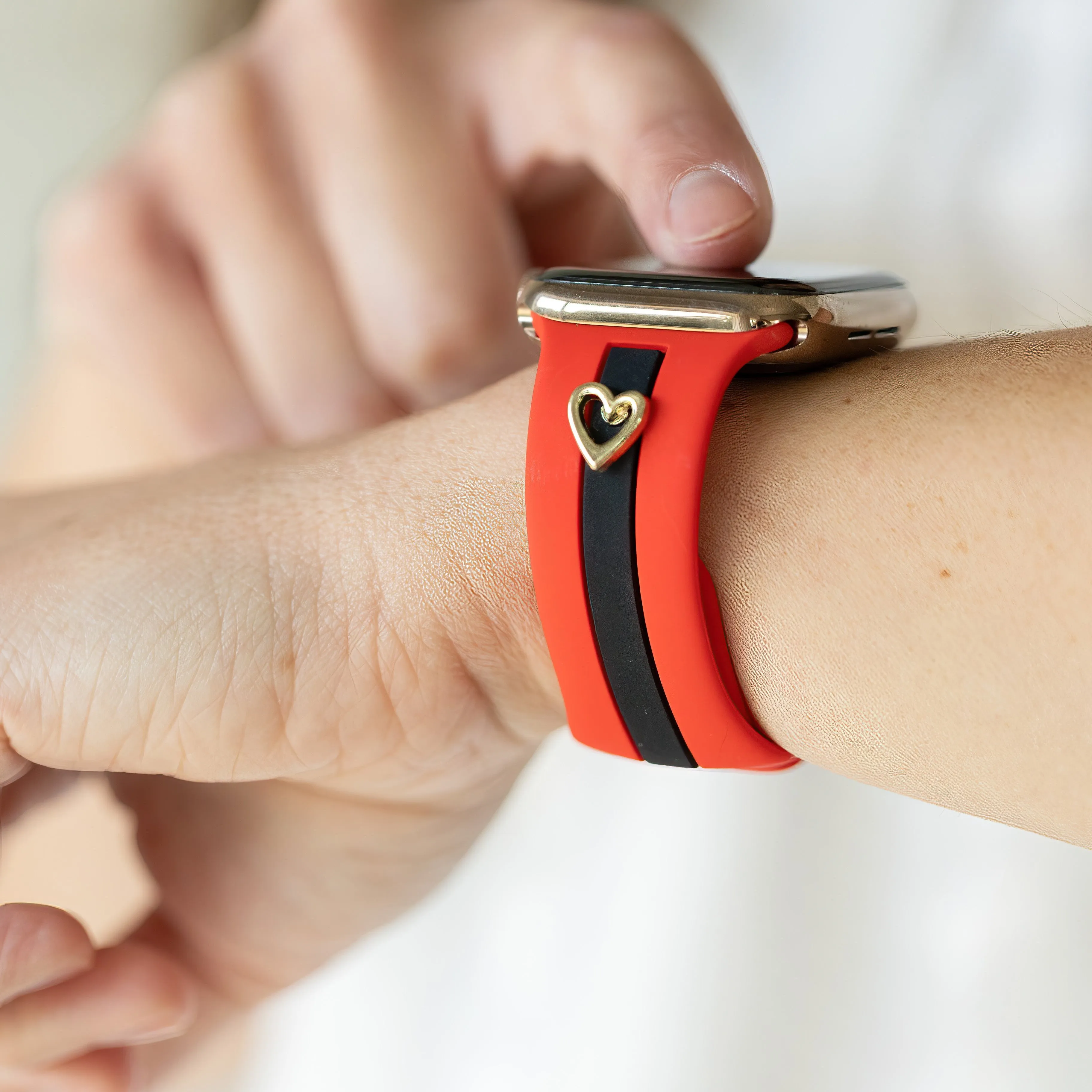 Heart to Love ♡ Red & Black Smart Watch Band sold by Strawberry Avocados