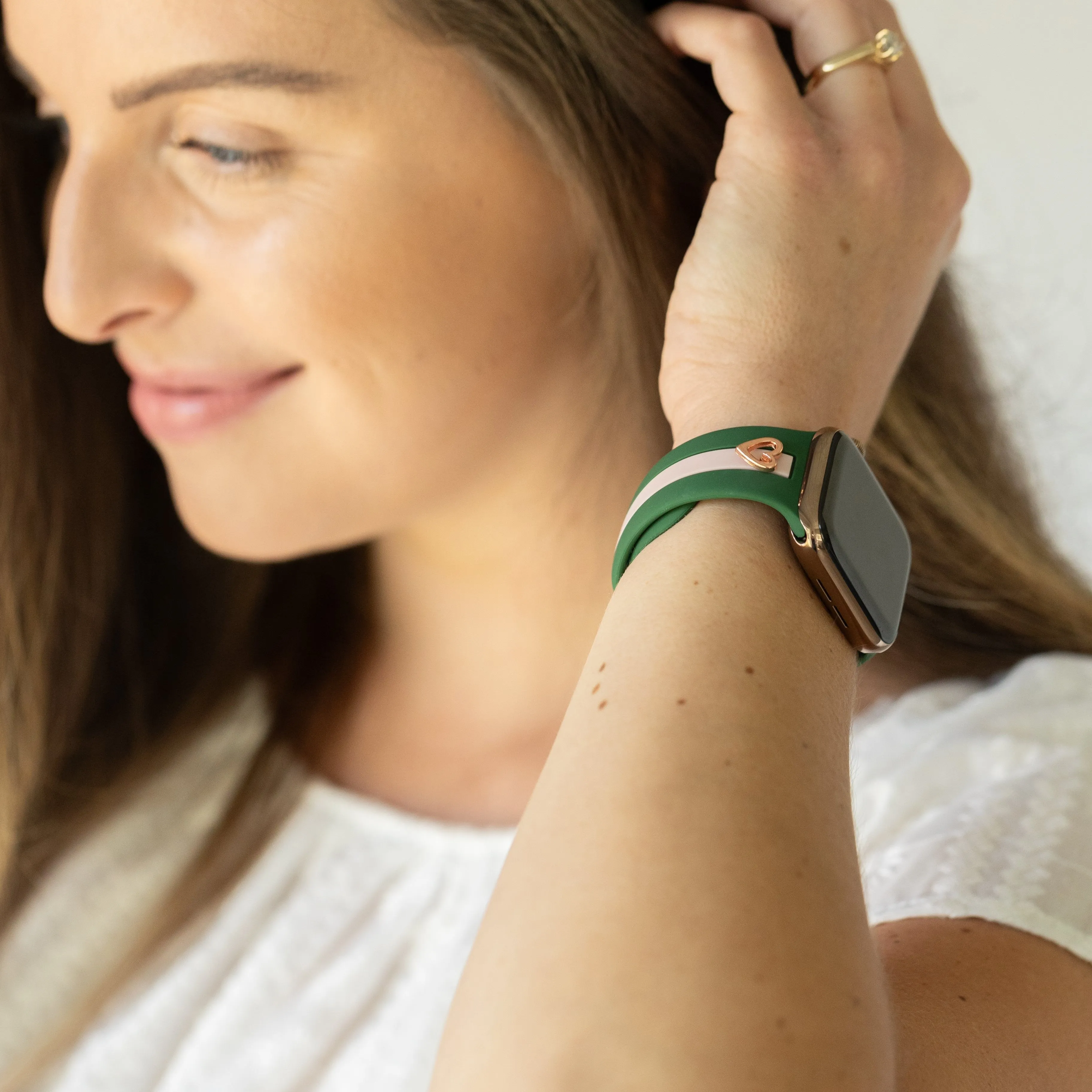 Heart to Love ♡ Pink & Green Smart Watch Band sold by Strawberry Avocados product image thumbnail 2