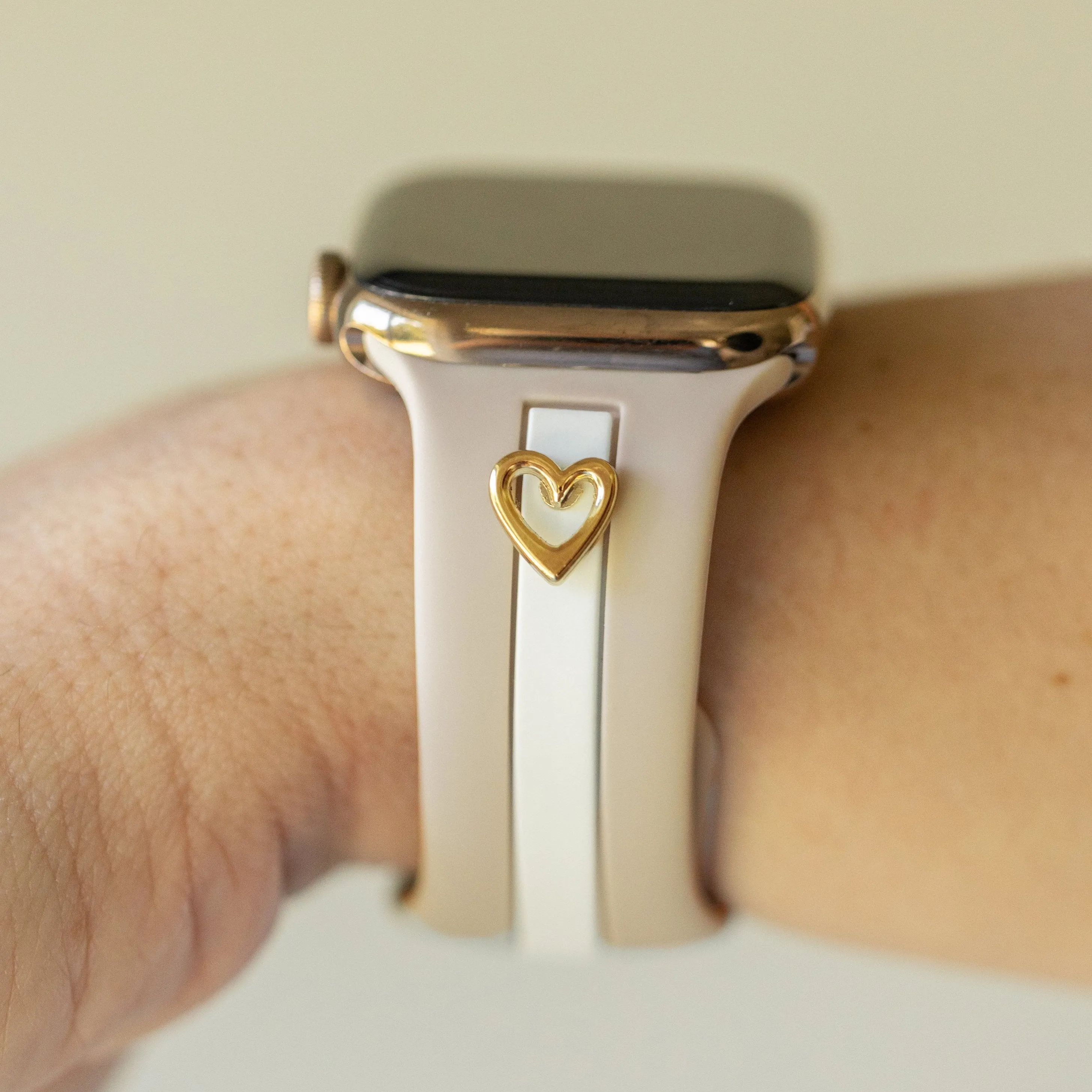 Heart to Love ♡ Nude Sand & White Smart Watch Band sold by Strawberry Avocados
