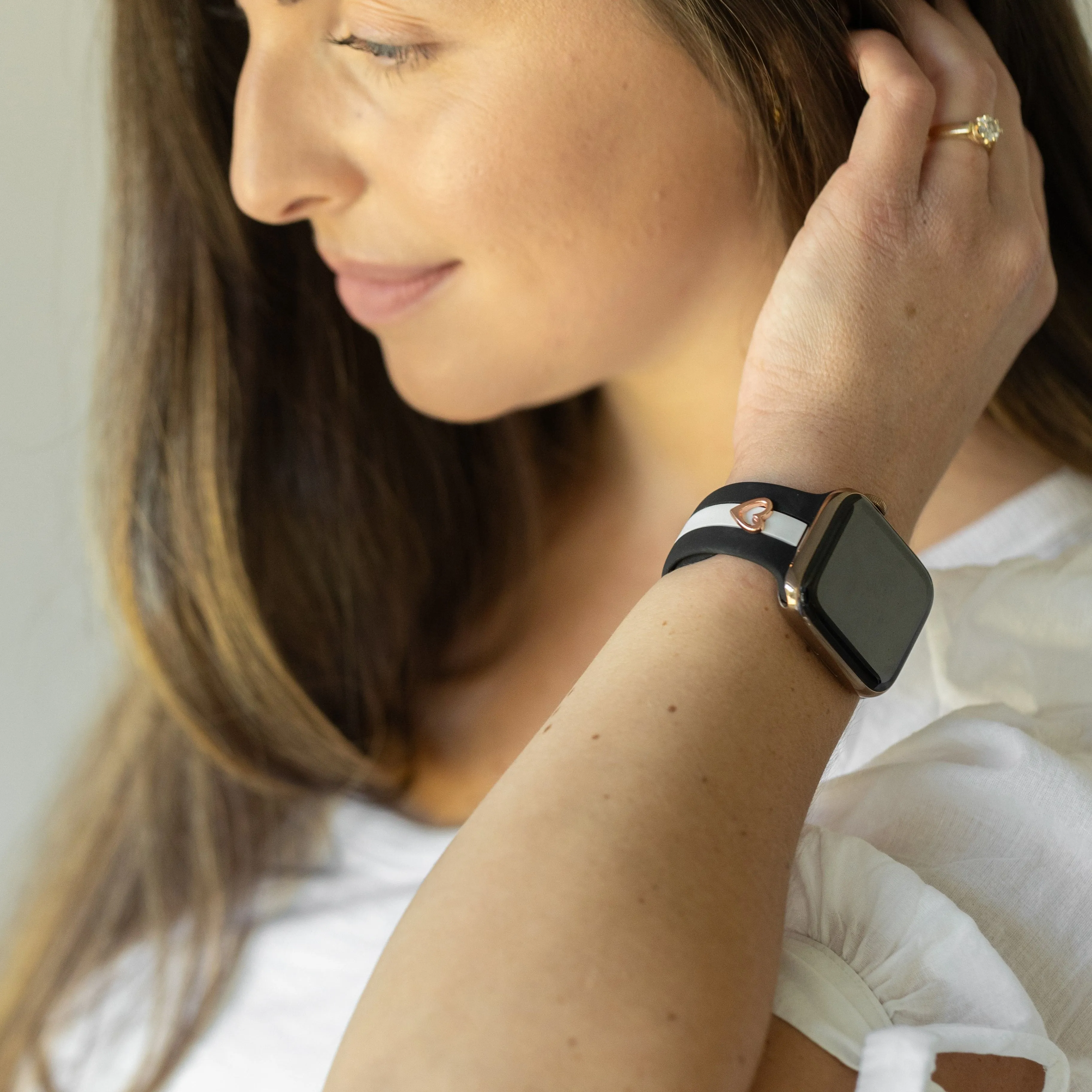 Heart to Love ♡ Midnight Black & White Smart Watch Band sold by Strawberry Avocados product image thumbnail 2