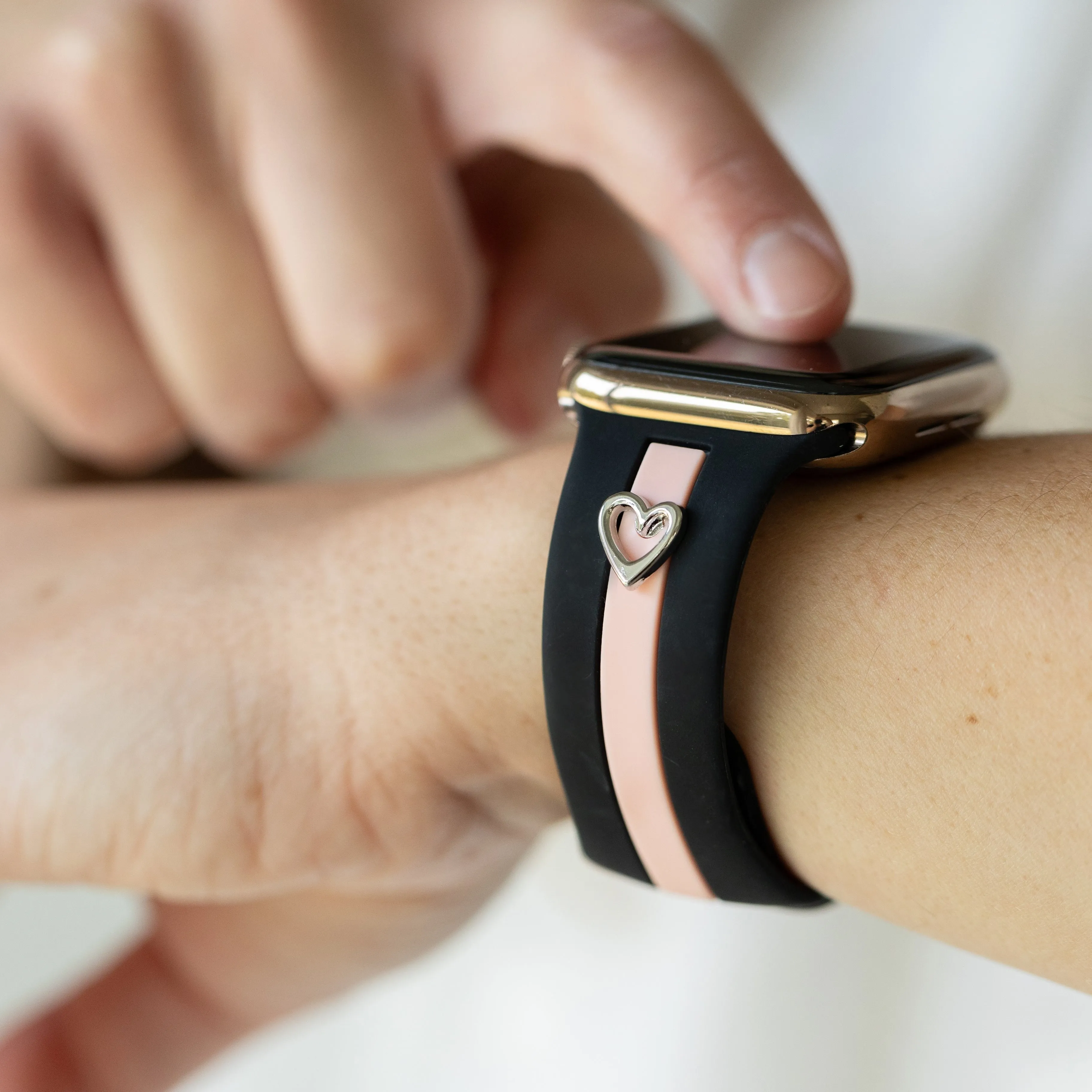 Heart to Love ♡ Midnight Black & Pink Smart Watch Band sold by Strawberry Avocados