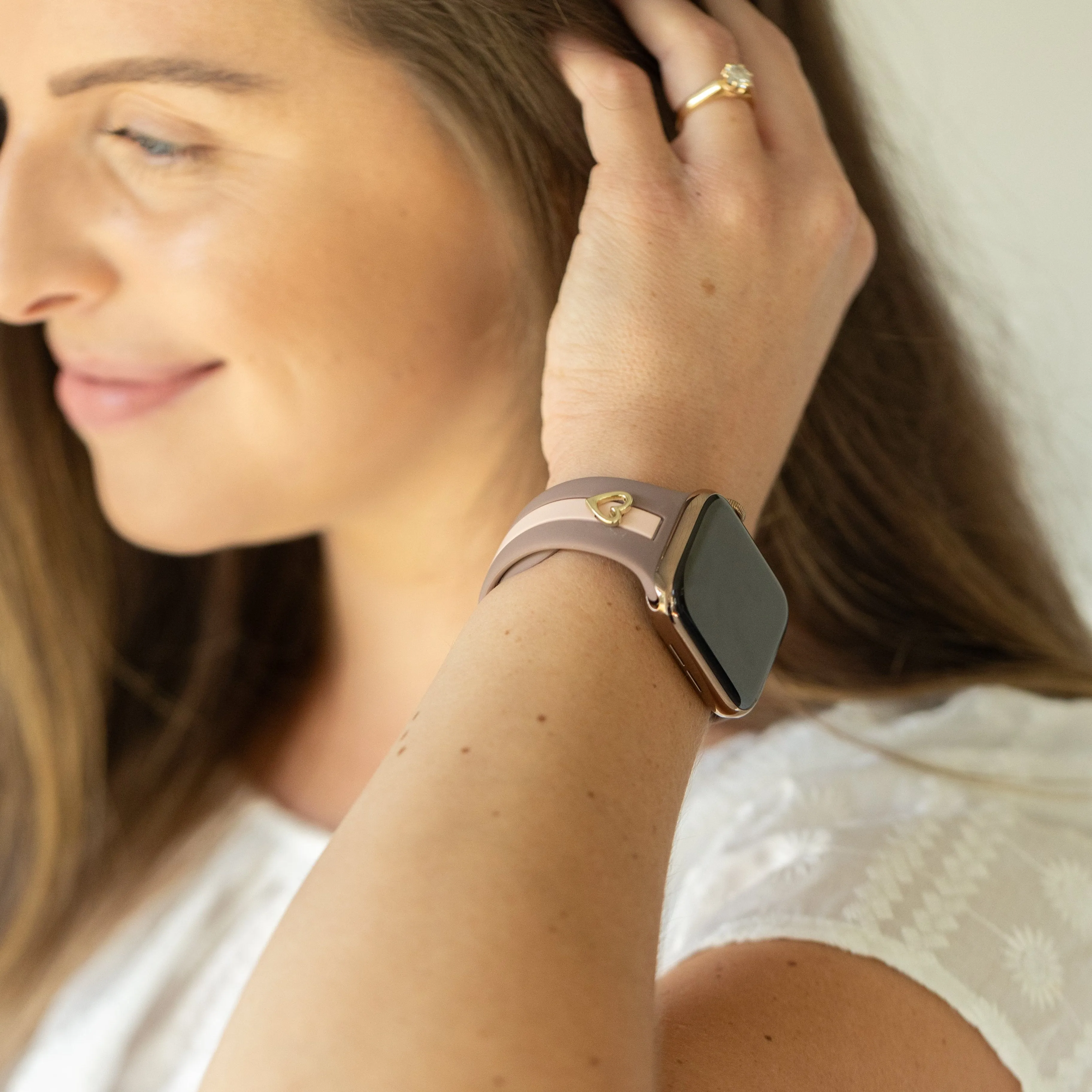 Heart to Love ♡ Mauve and Blush Smart Watch Band sold by Strawberry Avocados product image thumbnail 2