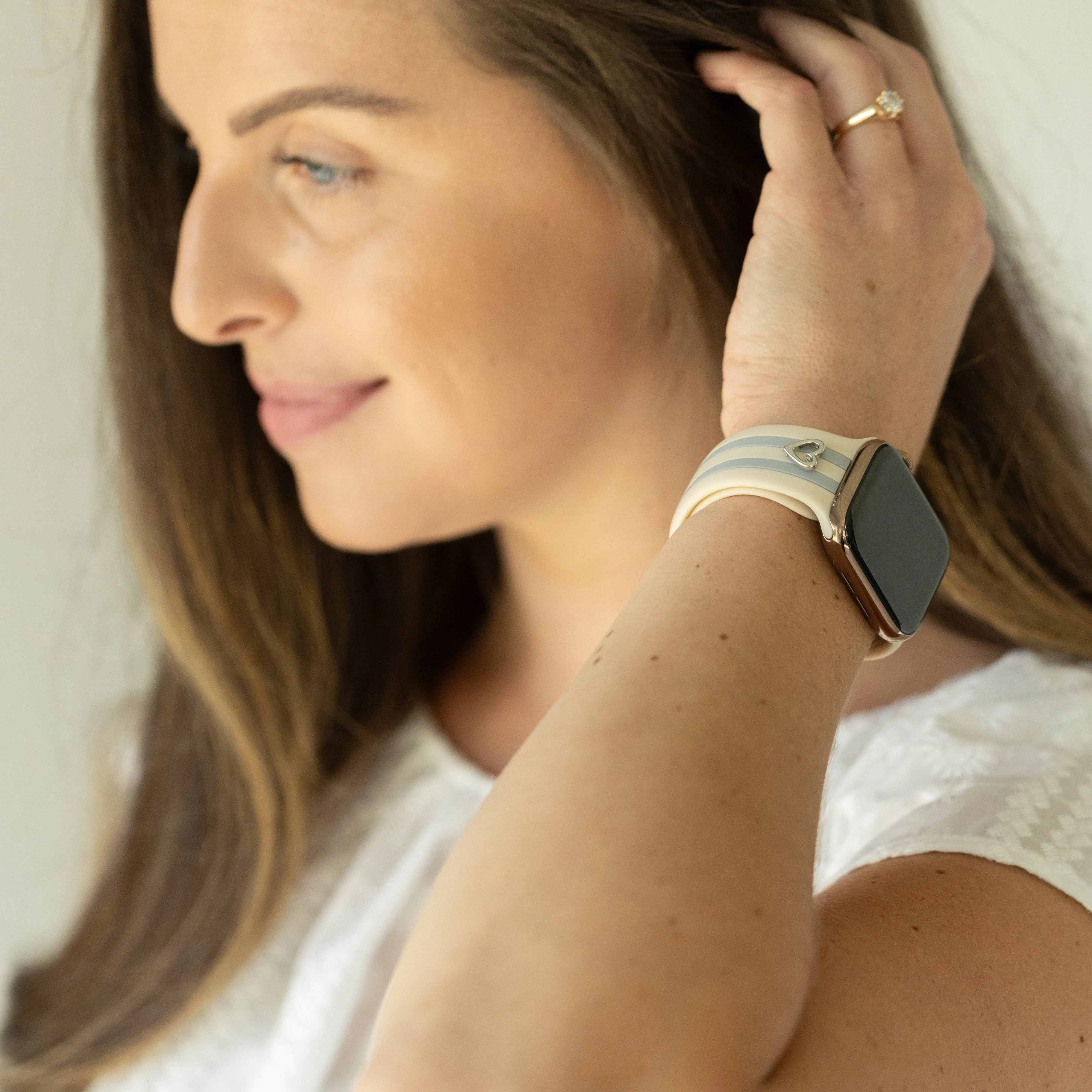 Heart to Love ♡ Ivory & Gray Smart Watch Band sold by Strawberry Avocados product image thumbnail 2