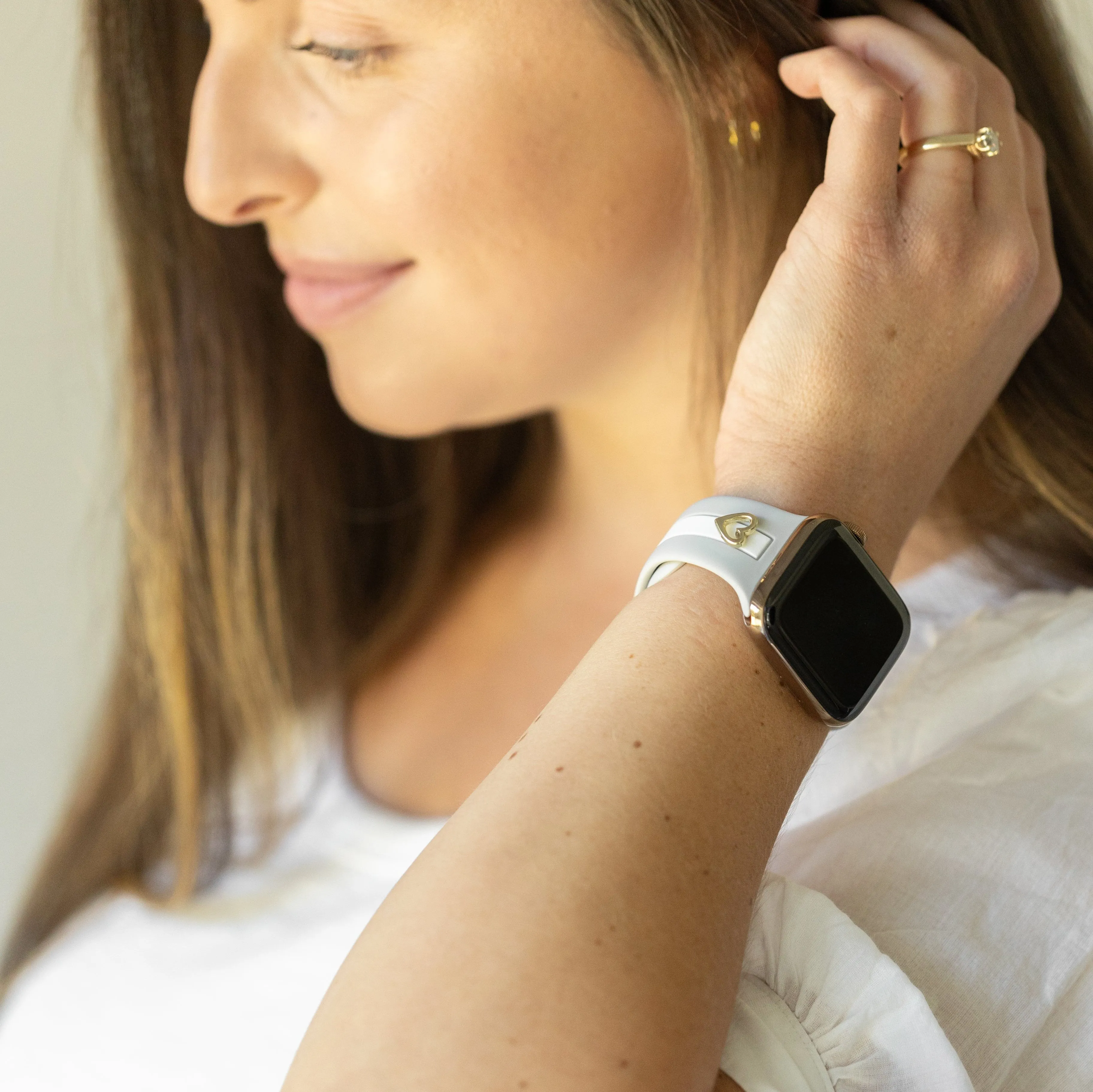 Heart to Love ♡ Gray & White Smart Watch Band sold by Strawberry Avocados product image thumbnail 2