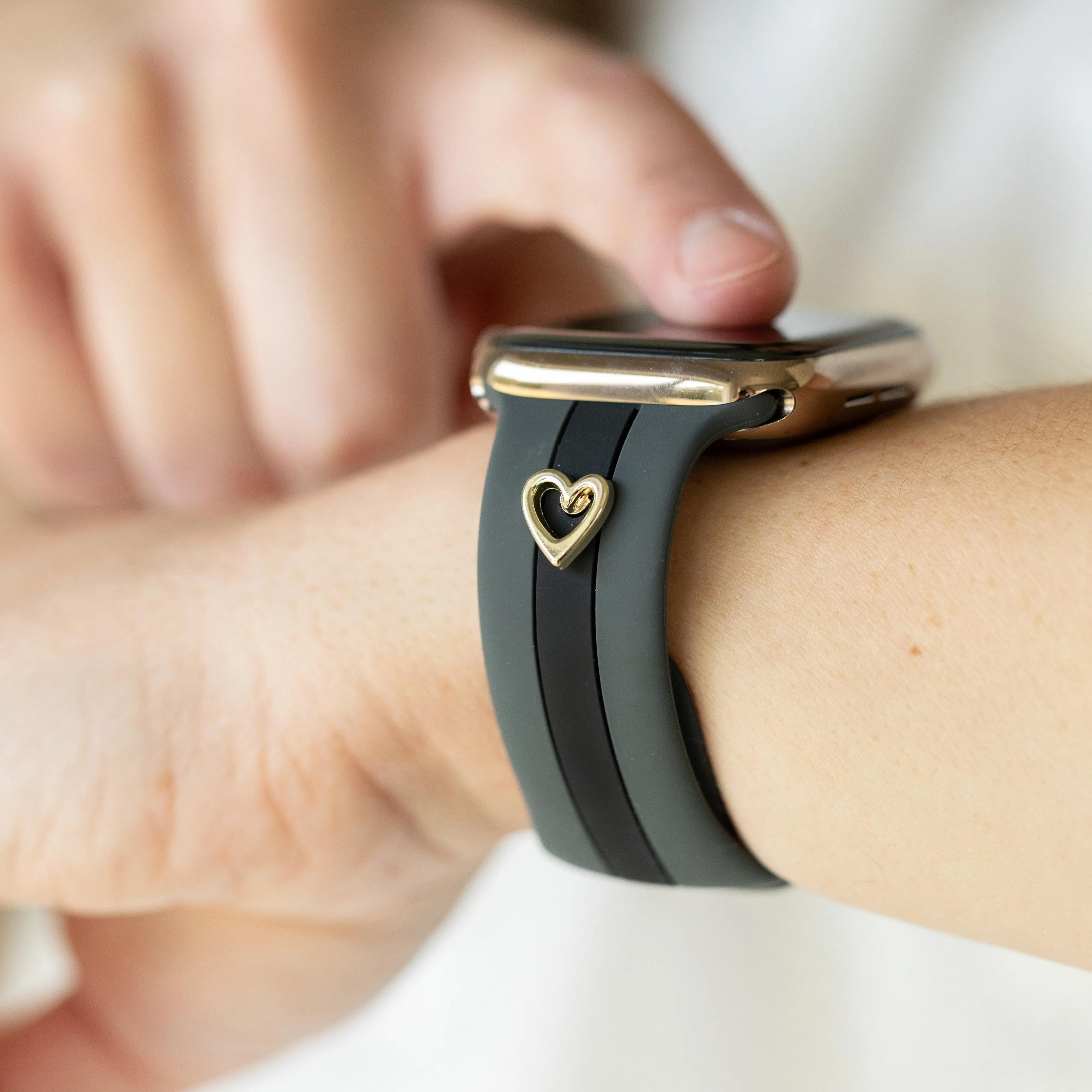 Heart to Love ♡ Gray & Black Smart Watch Band sold by Strawberry Avocados