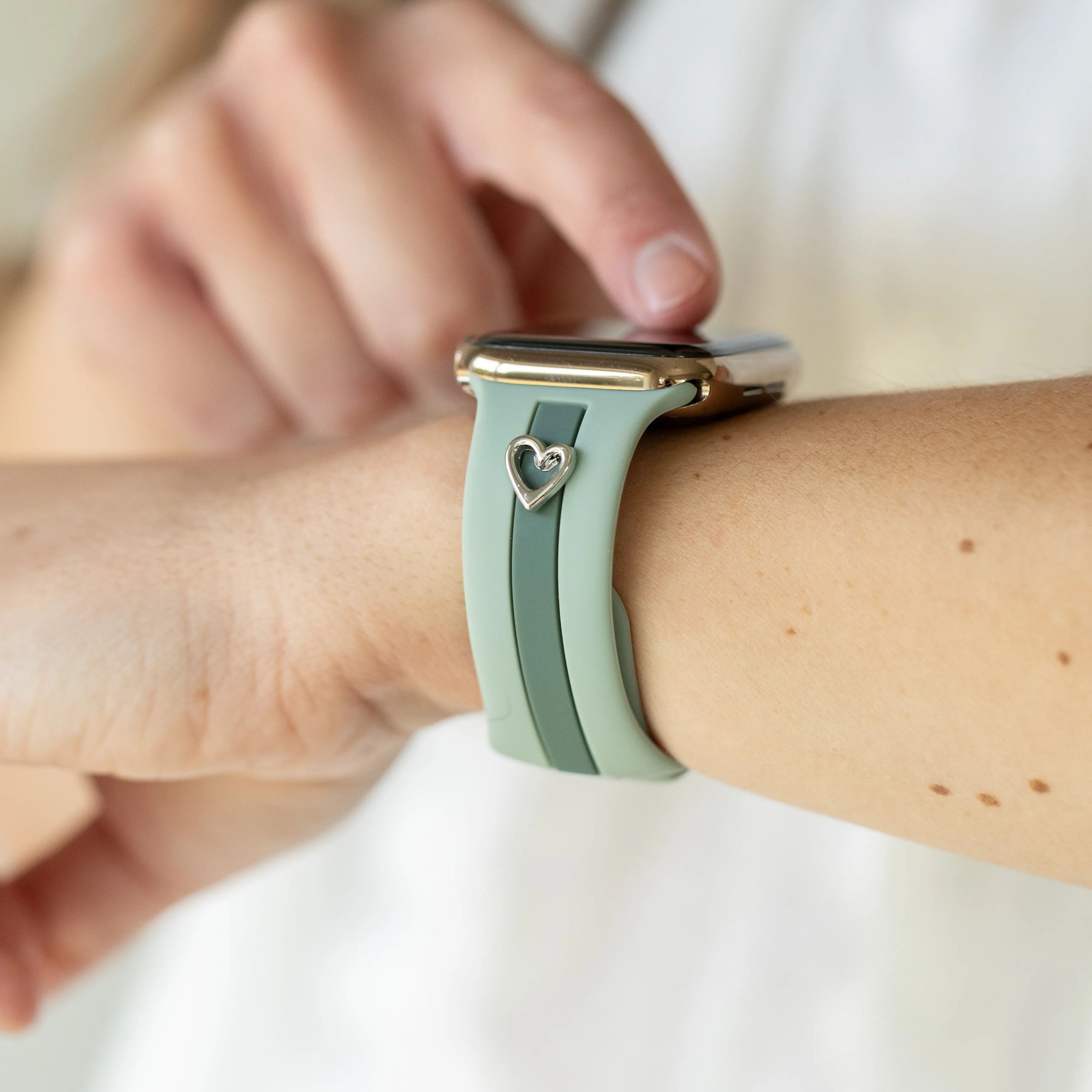 Heart to Love ♡ Dusty Blue & Green Smart Watch Band sold by Strawberry Avocados