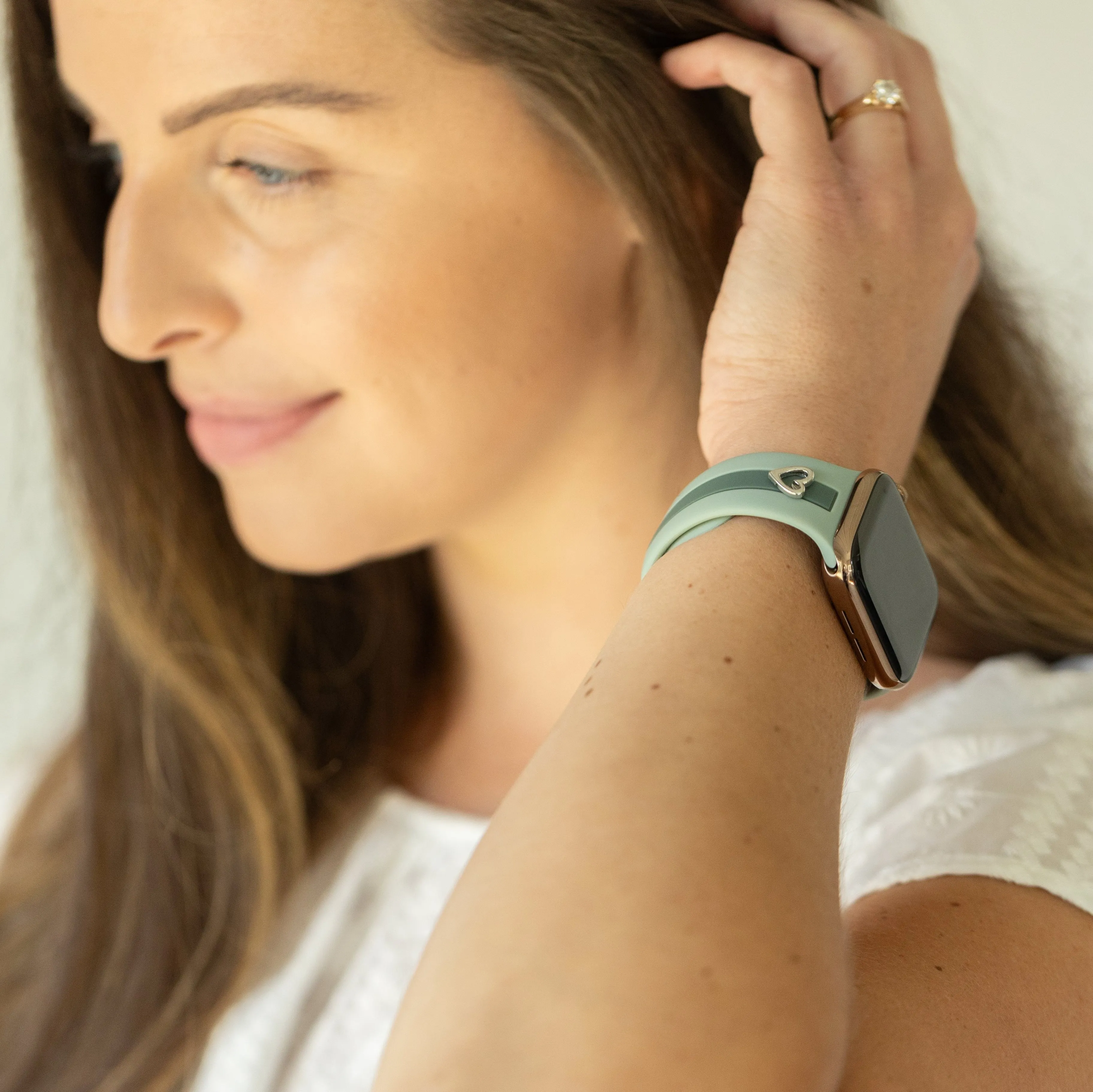 Heart to Love ♡ Dusty Blue & Green Smart Watch Band sold by Strawberry Avocados product image thumbnail 2