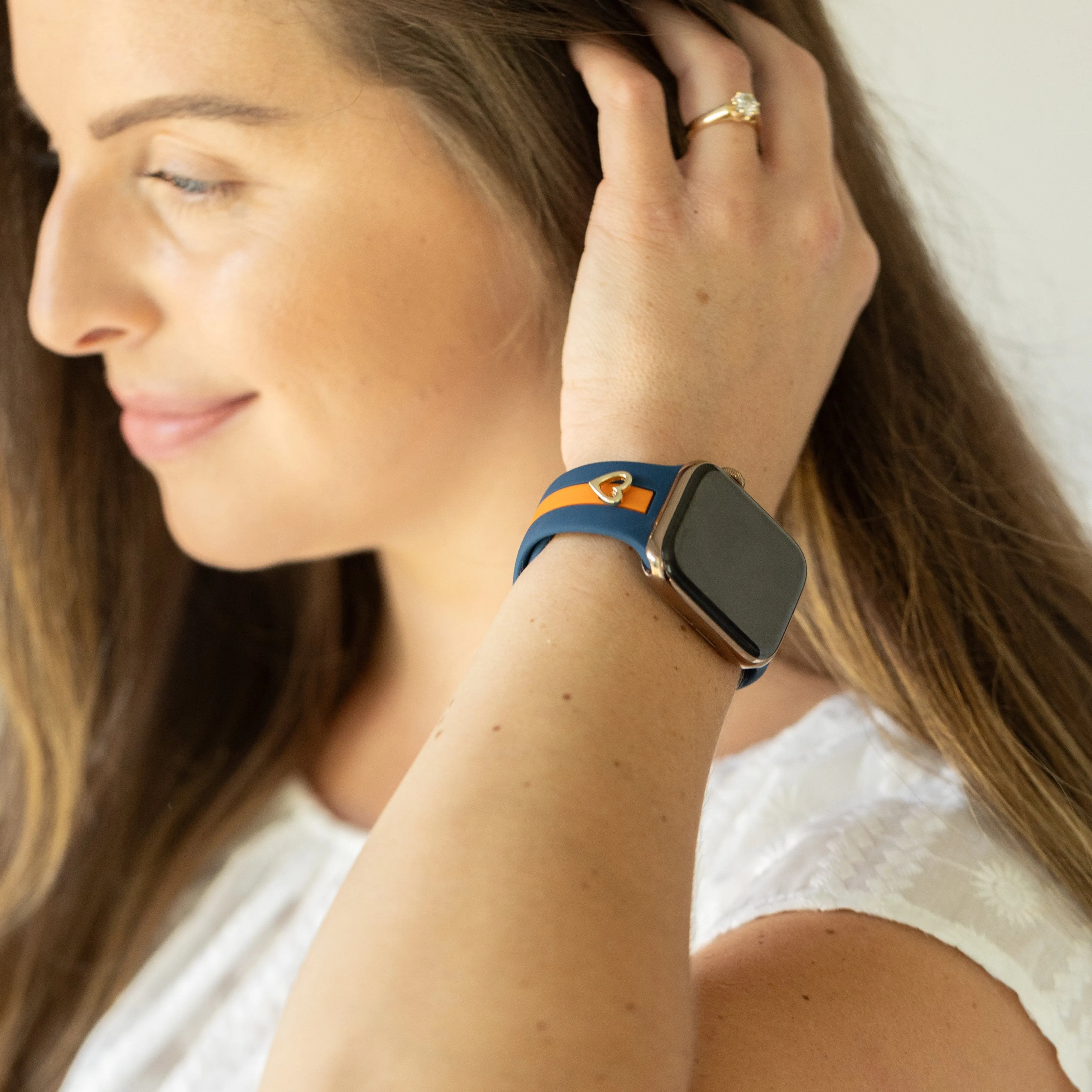 Heart to Love ♡ Blue & Orange Smart Watch Band sold by Strawberry Avocados product image thumbnail 2