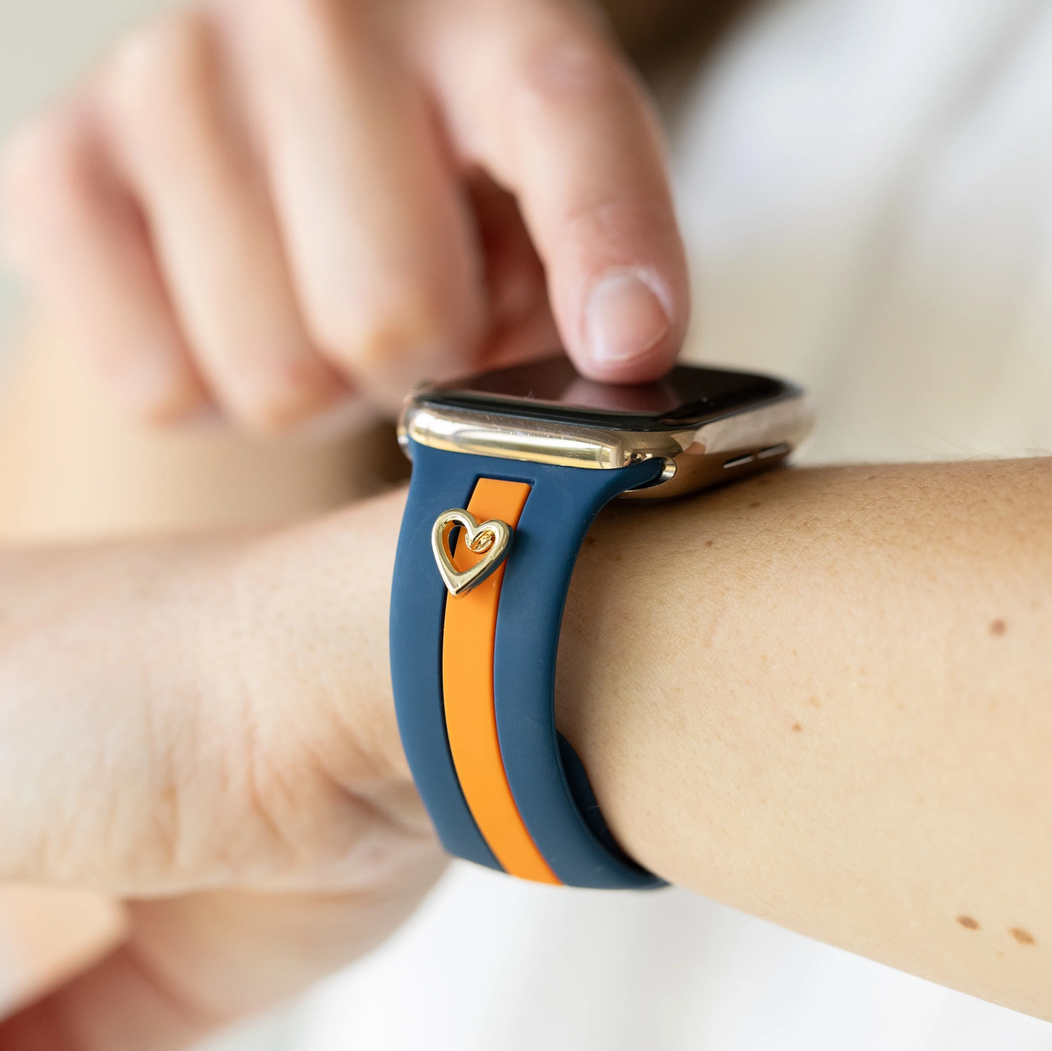 Heart to Love ♡ Blue & Orange Smart Watch Band sold by Strawberry Avocados