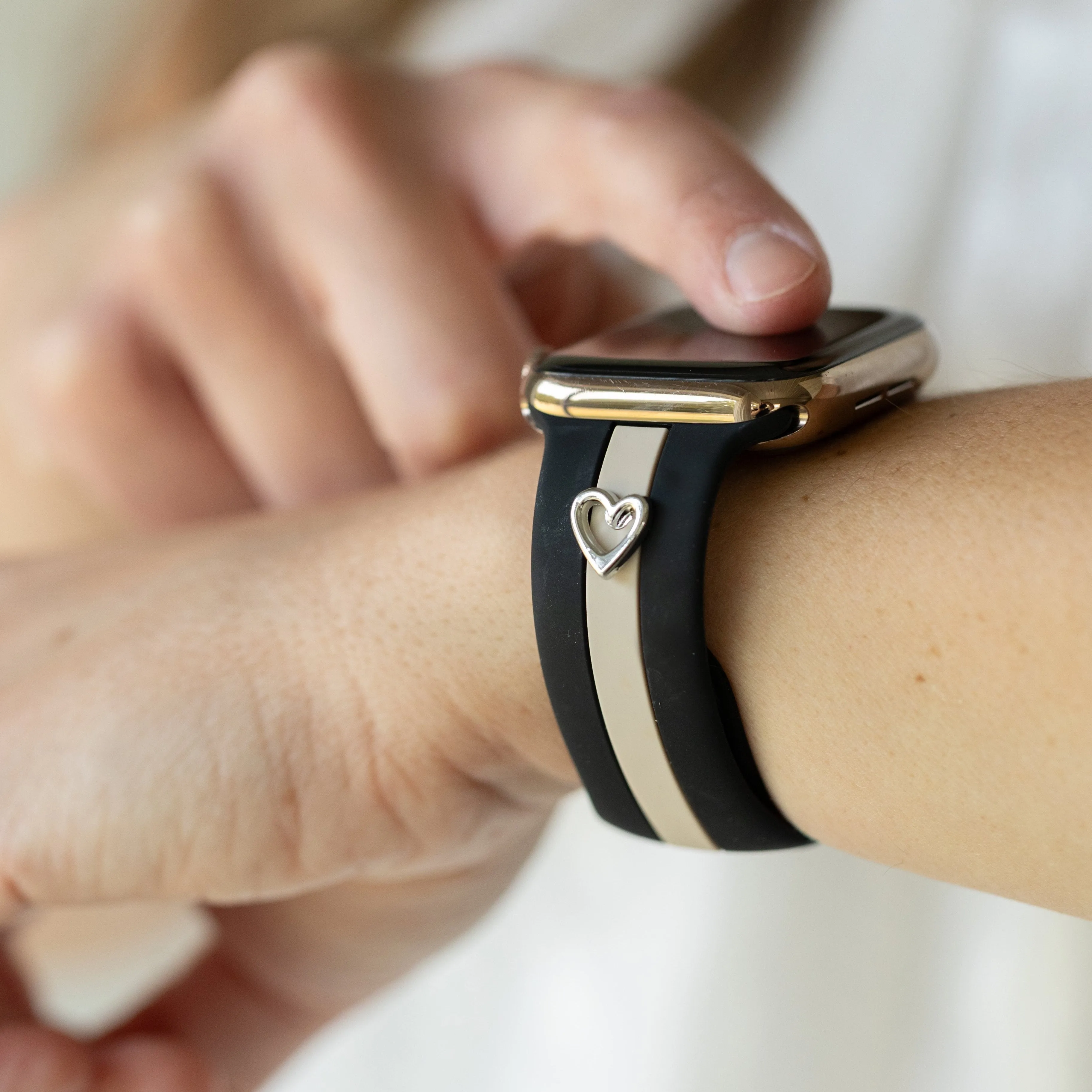 Heart to Love ♡ Black & Nude Sand Smart Watch Band sold by Strawberry Avocados