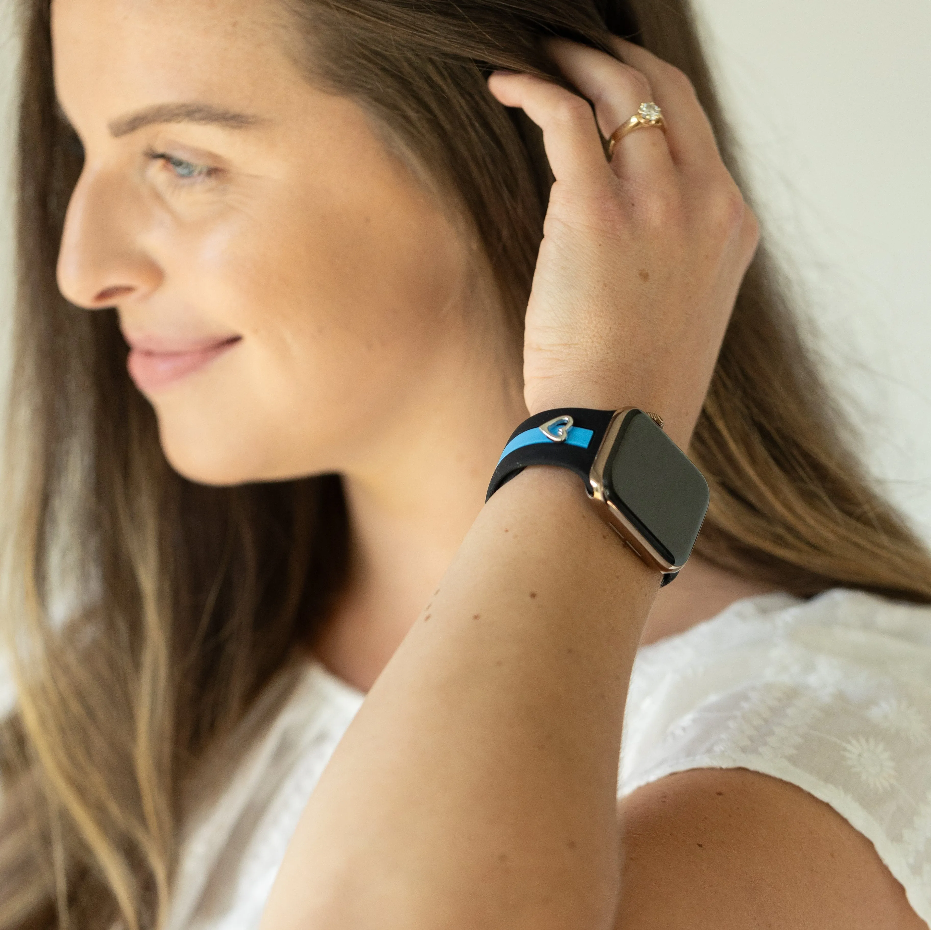 Heart to Love ♡ Black & Blue Smart Watch Band sold by Strawberry Avocados product image thumbnail 2