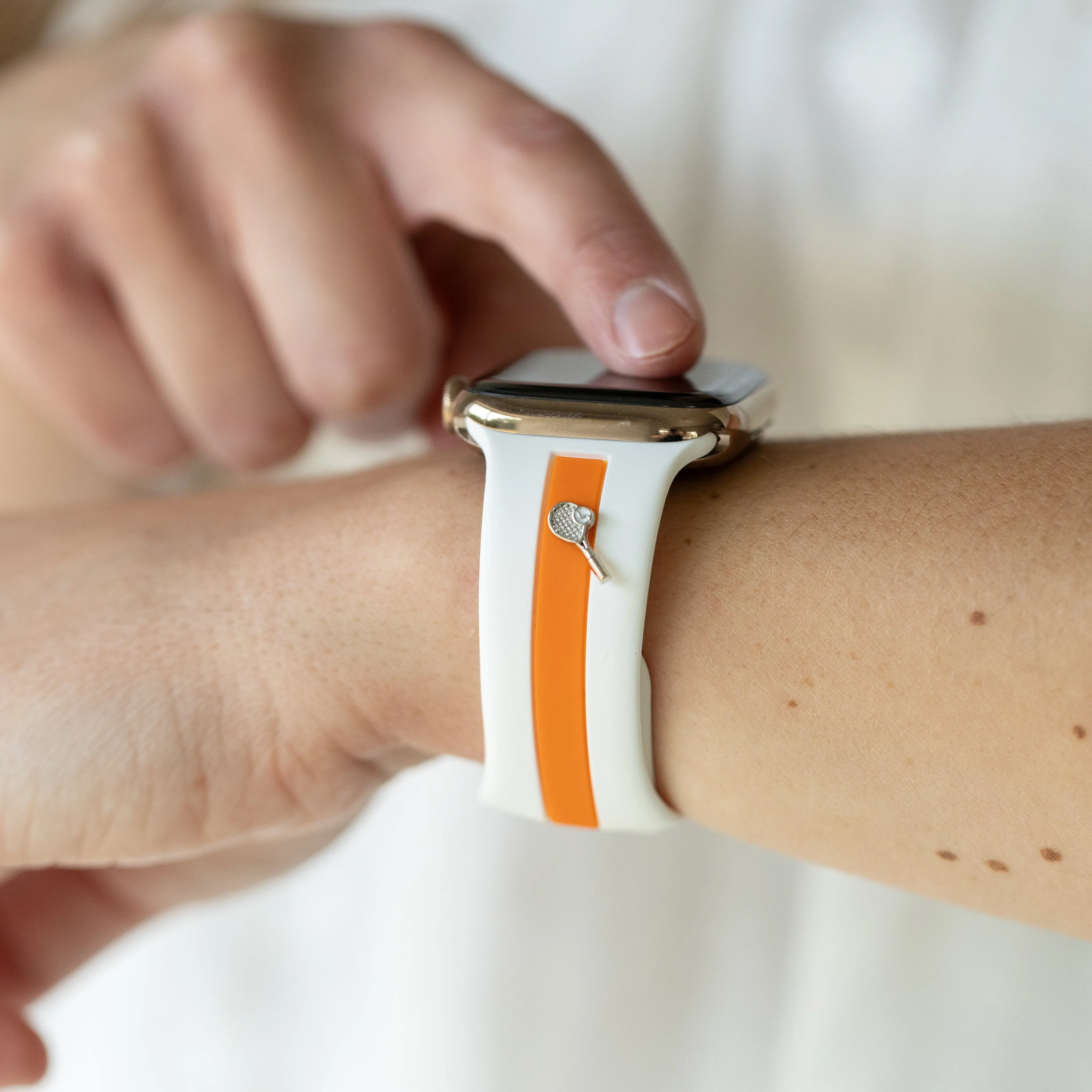 Let's Cause a Racket π White and Orange Smart Watch Band sold by Strawberry Avocados