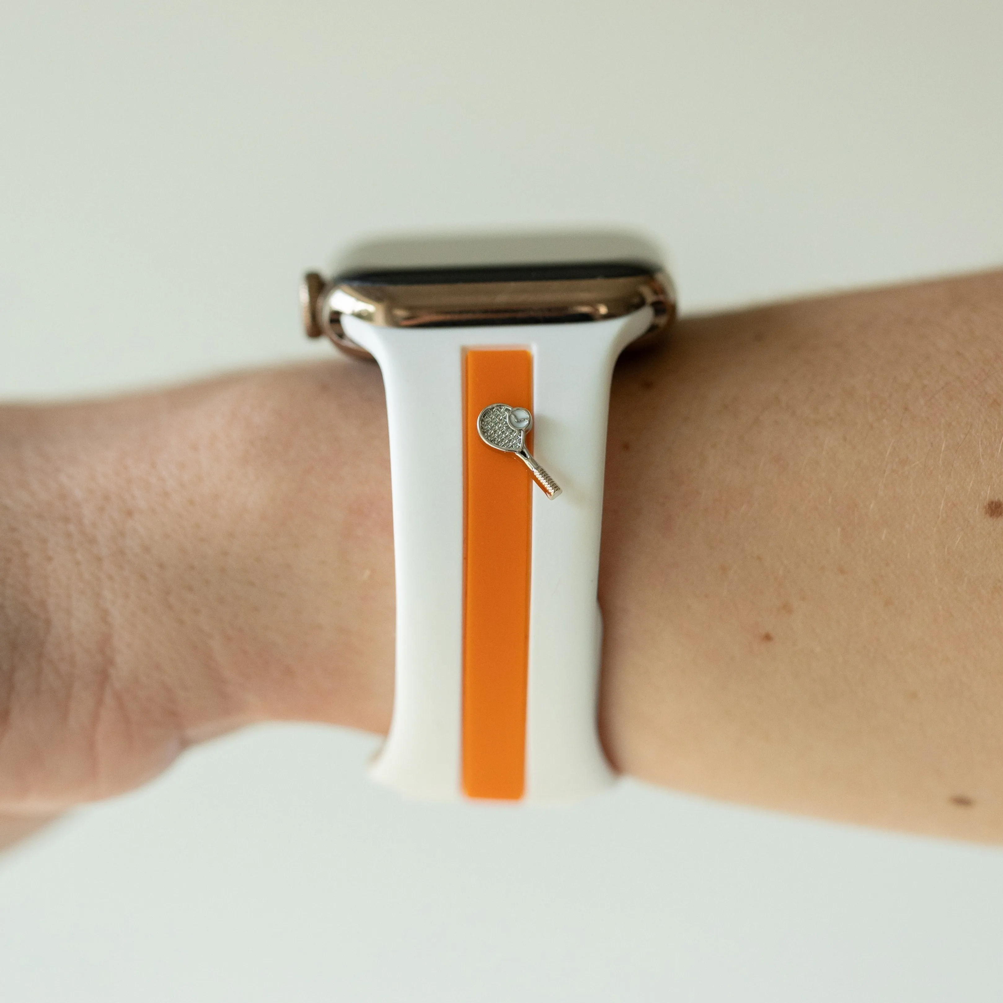 Let's Cause a Racket π White and Orange Smart Watch Band sold by Strawberry Avocados product image thumbnail 3