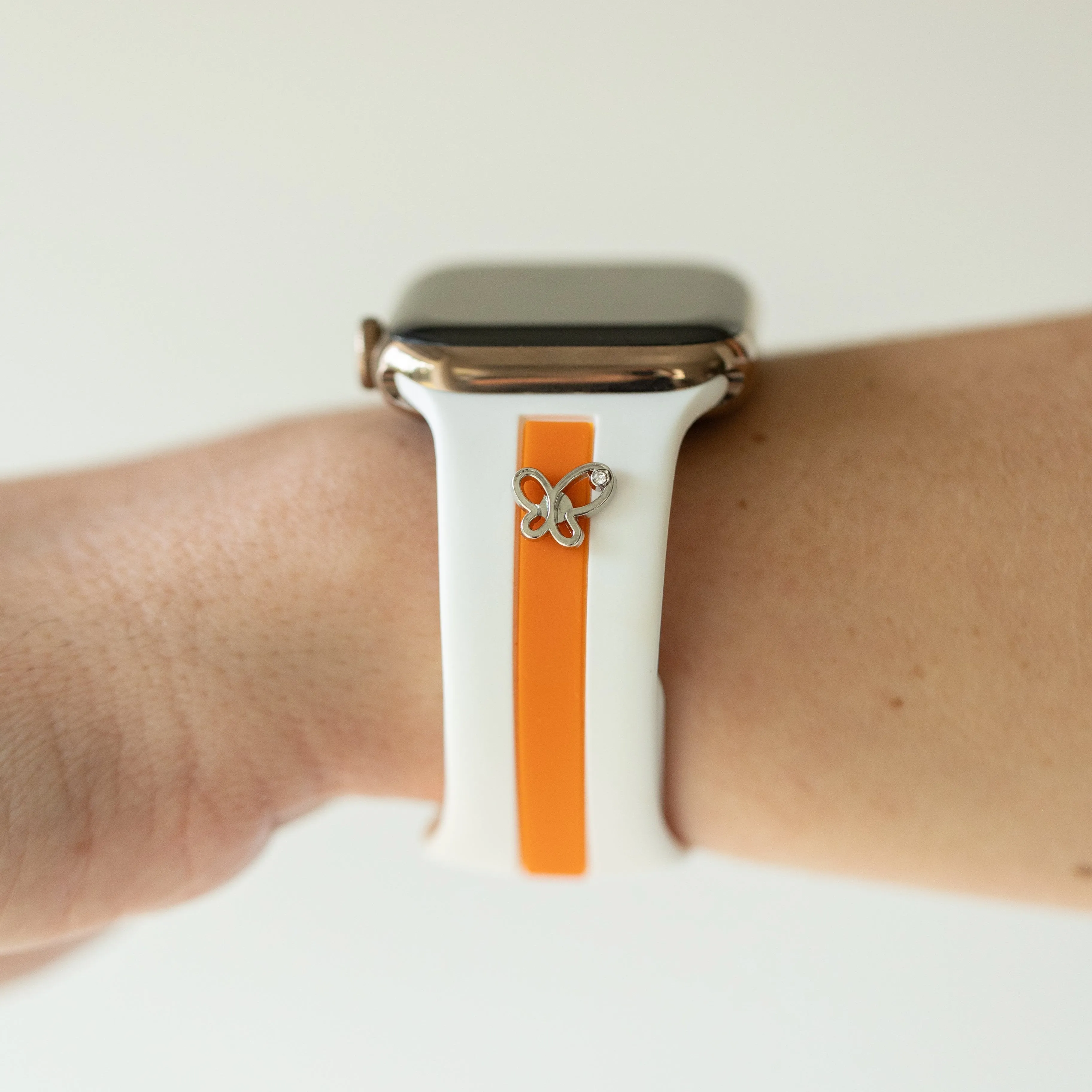 Chasing Butterflies 🦋White & Orange Smart Watch Band sold by Strawberry Avocados