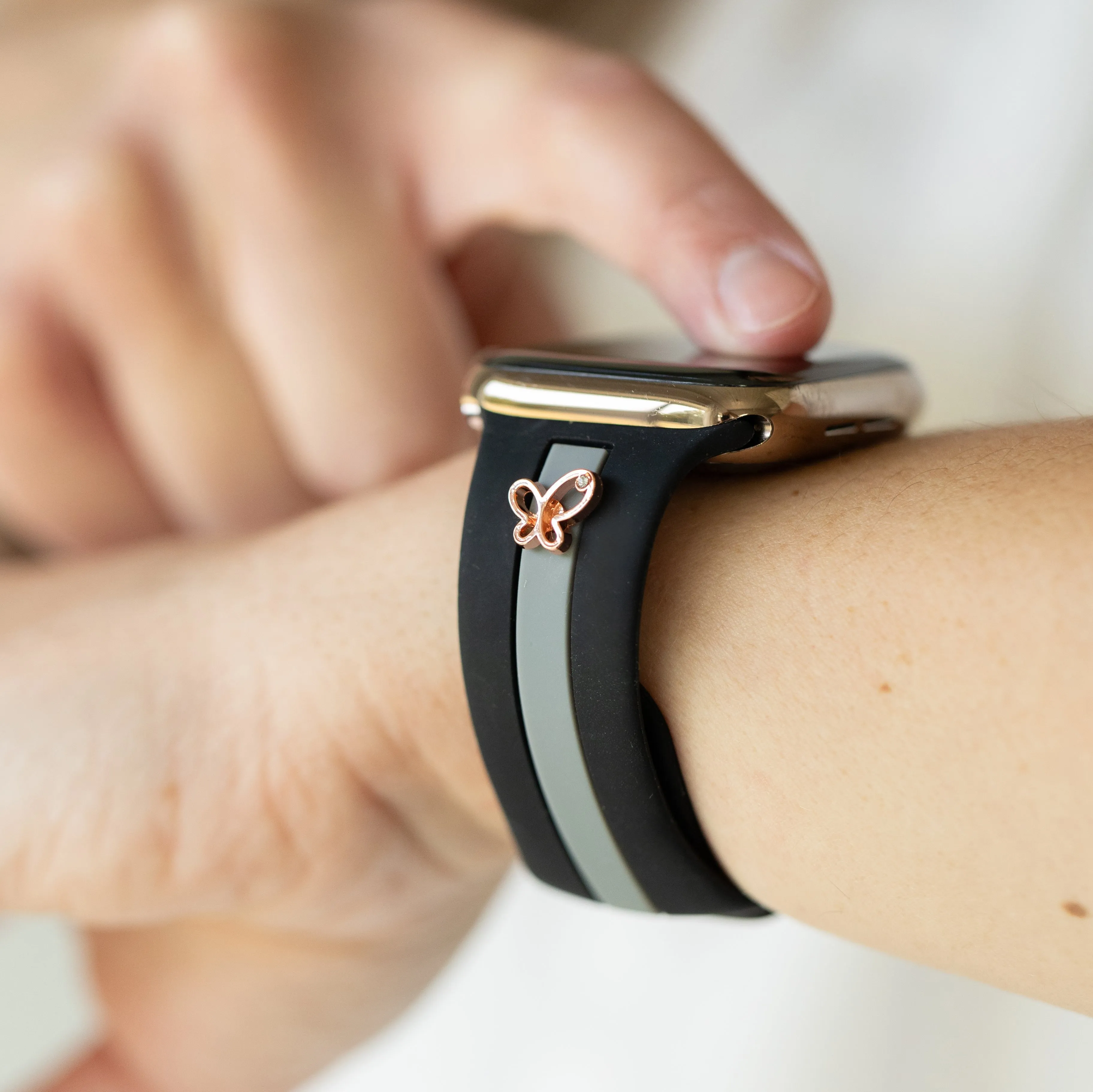 Chasing Butterflies 🦋 Black & Gray Smart Watch Band sold by Strawberry Avocados product image thumbnail 3