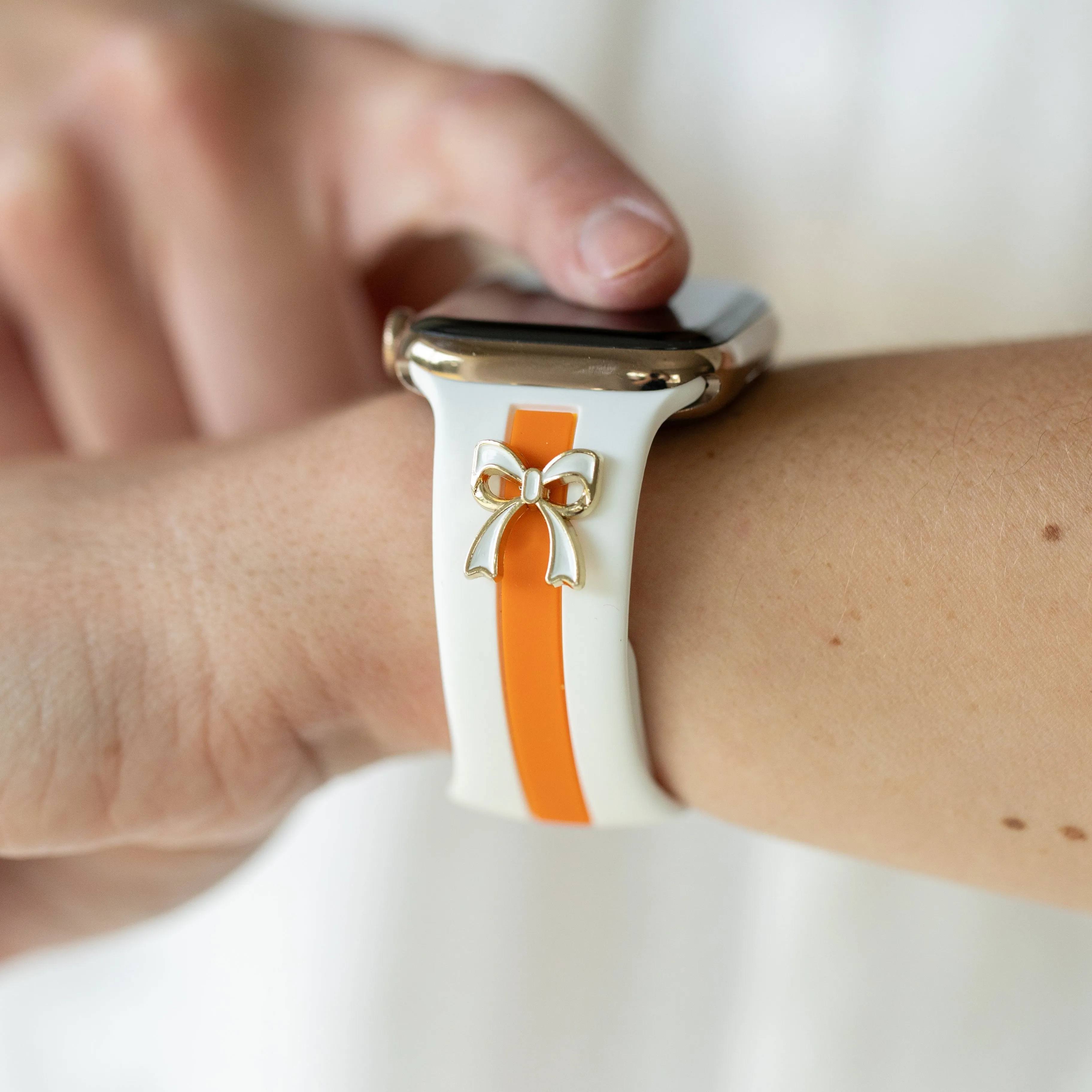 The It Girl White & Orange Smart Watch Band sold by Strawberry Avocados