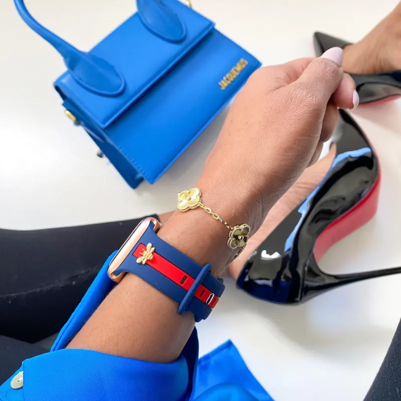 Skye Blue & Red Apple Smart Watch Band sold by Strawberry Avocados