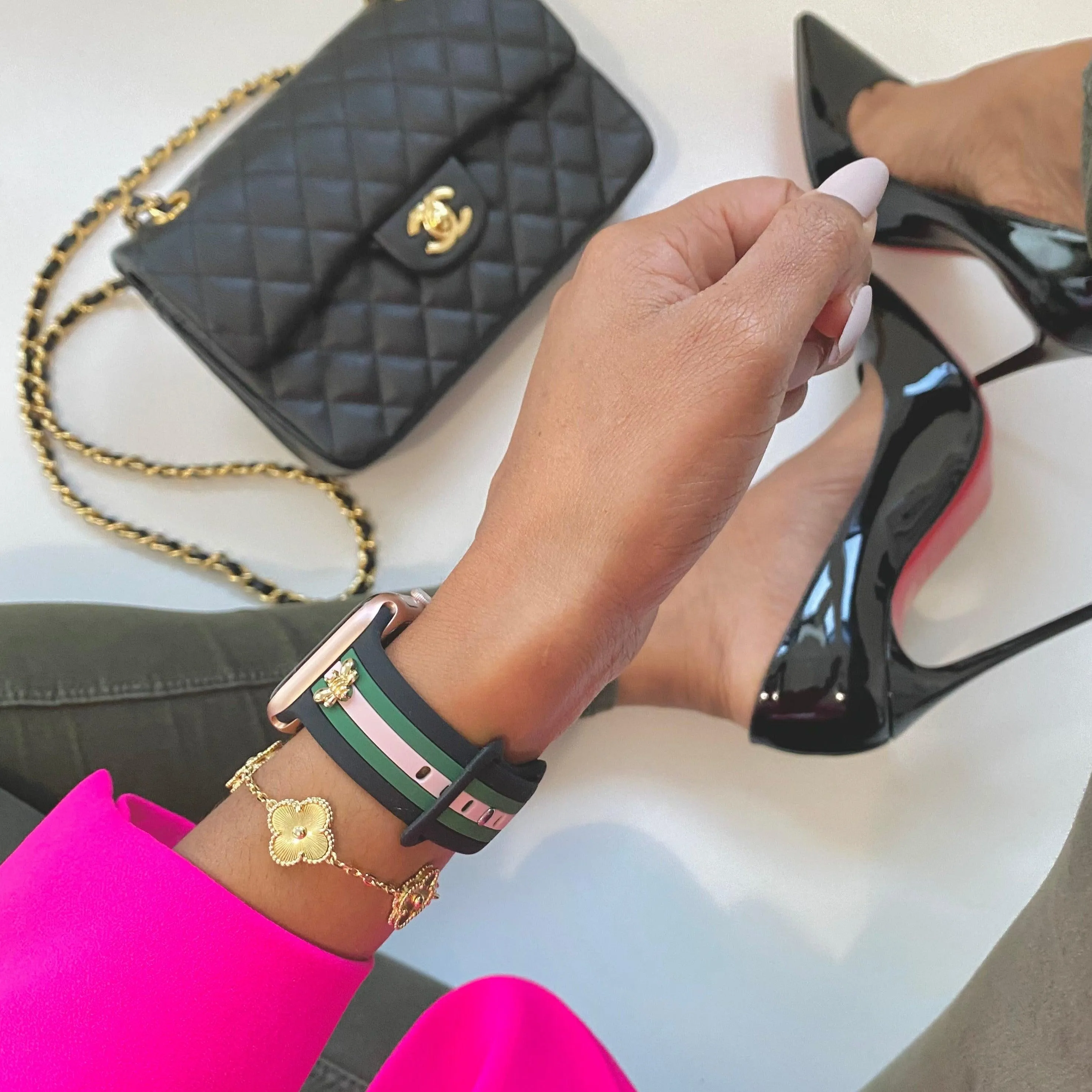 Skye Black/Pink/Green Smart Watch Band sold by Strawberry Avocados