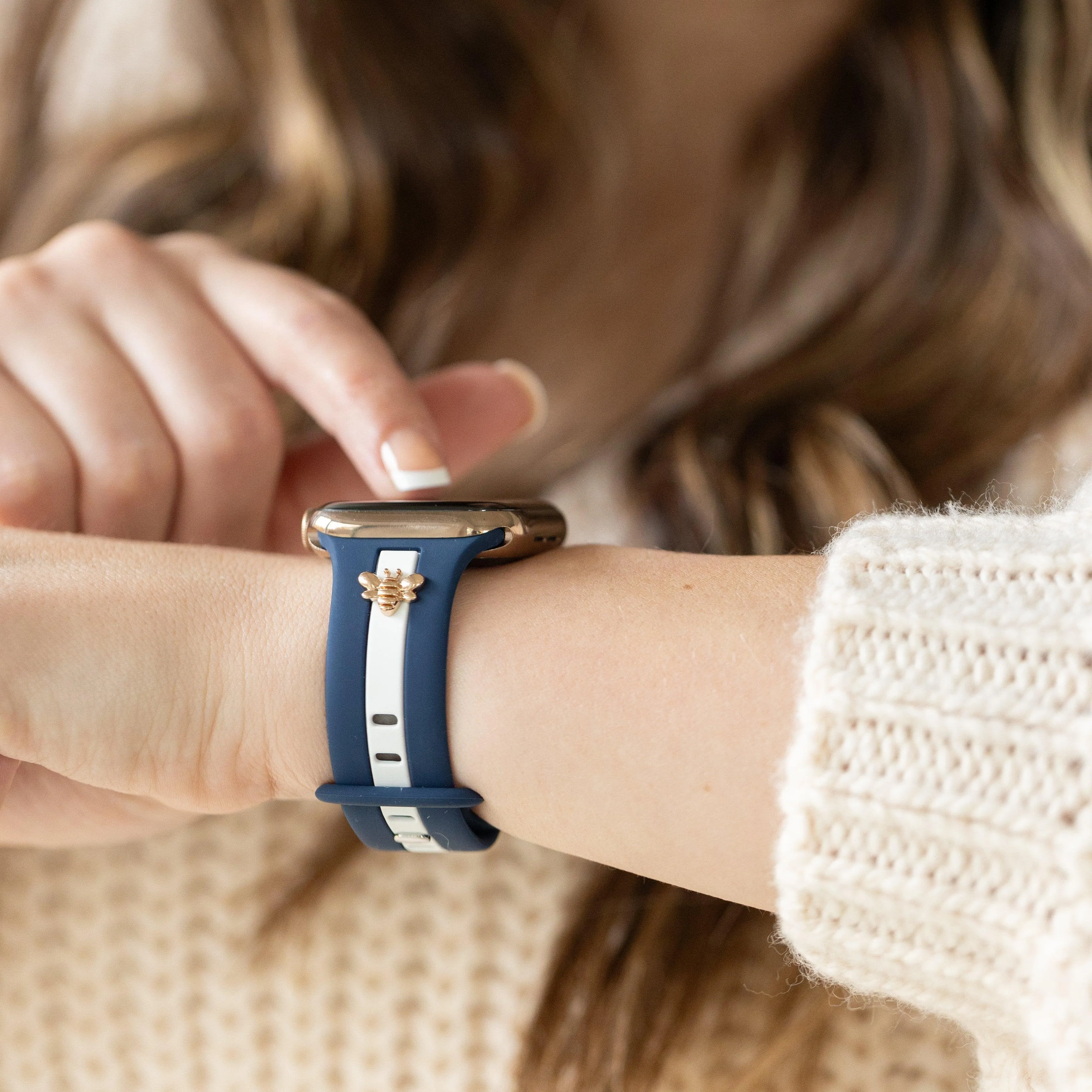 Skye Nautical Blue & White Smart Watch band sold by Strawberry Avocados