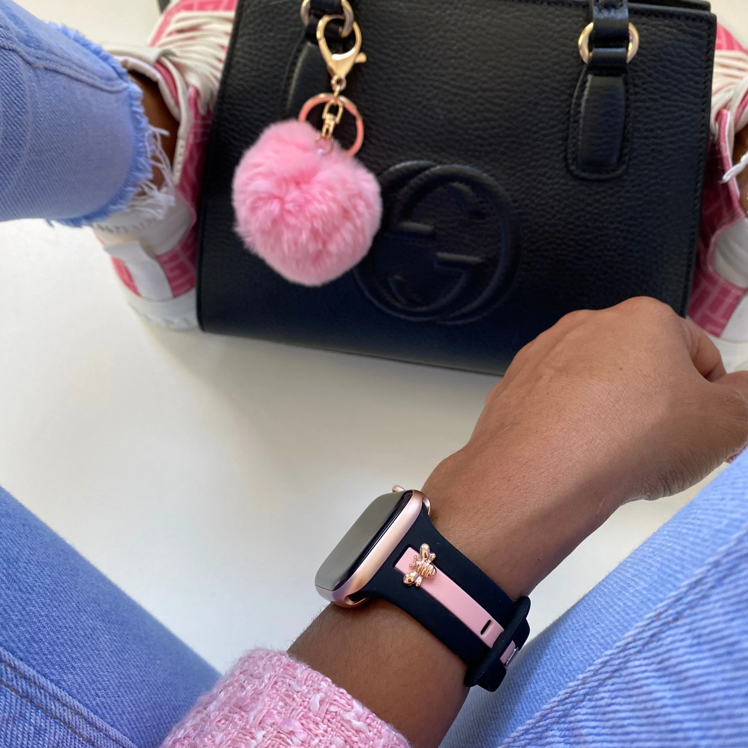 Skye Midnight Black & Pink Smart Watch Band sold by Strawberry Avocados