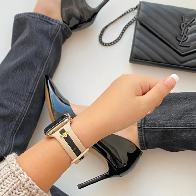 Skye Nude Sand & Black Smart Watch Band sold by Strawberry Avocados
