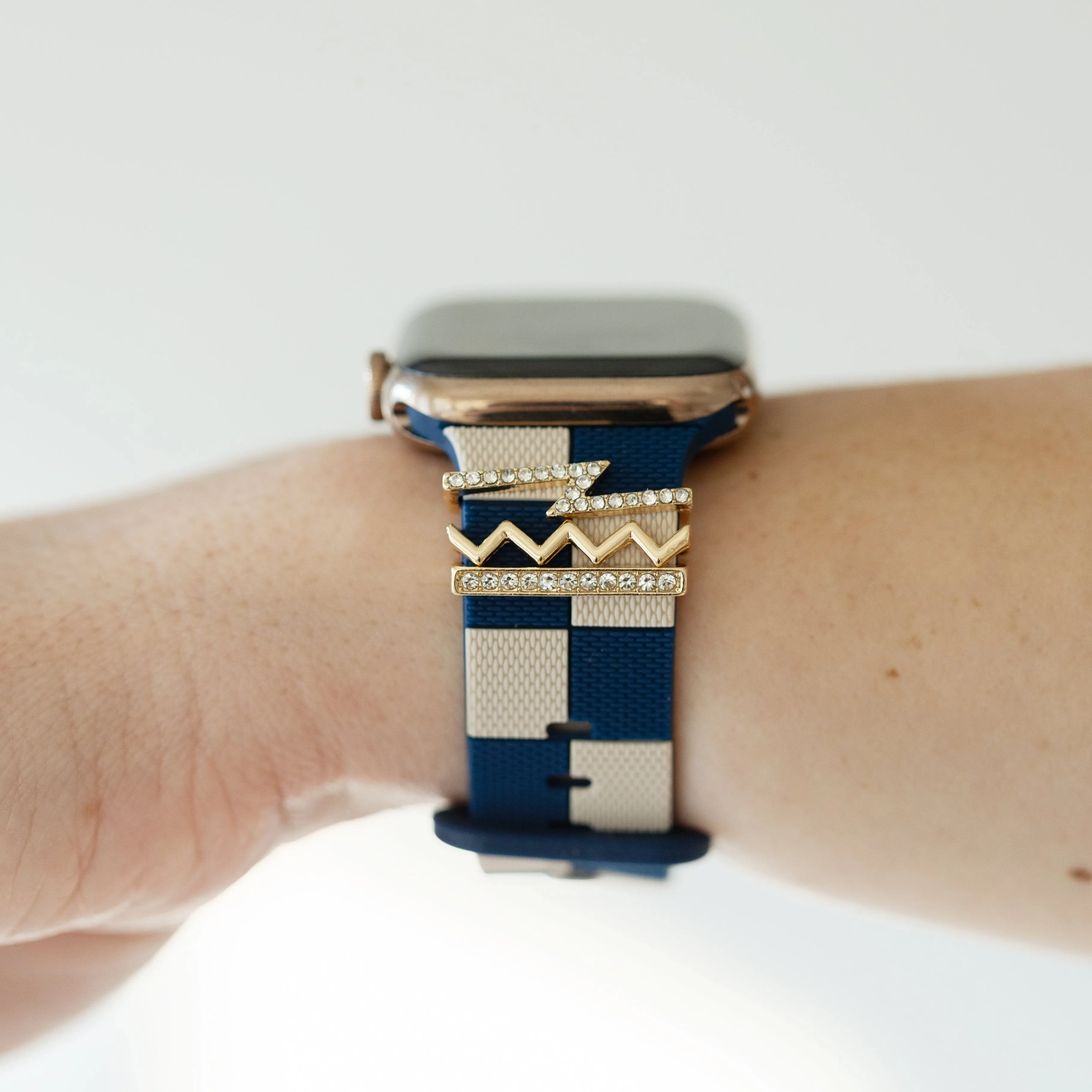 Downtown Navy Blue & Ivory Smart Watch Band sold by Strawberry Avocados product image thumbnail 2