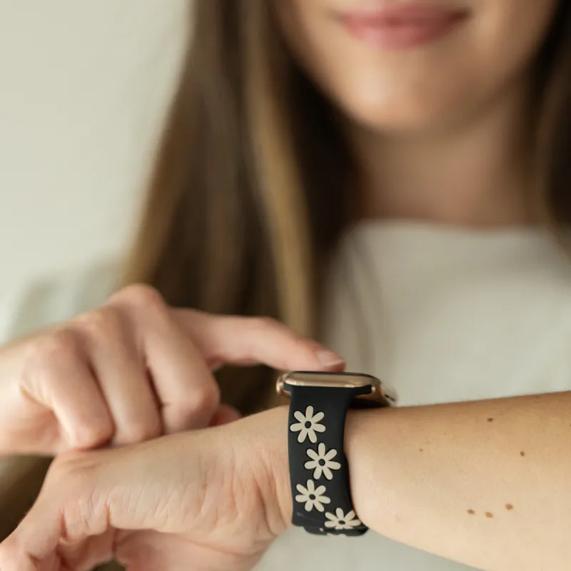 Darling Daisy Smart Watch Band Black & Nude sold by Strawberry Avocados