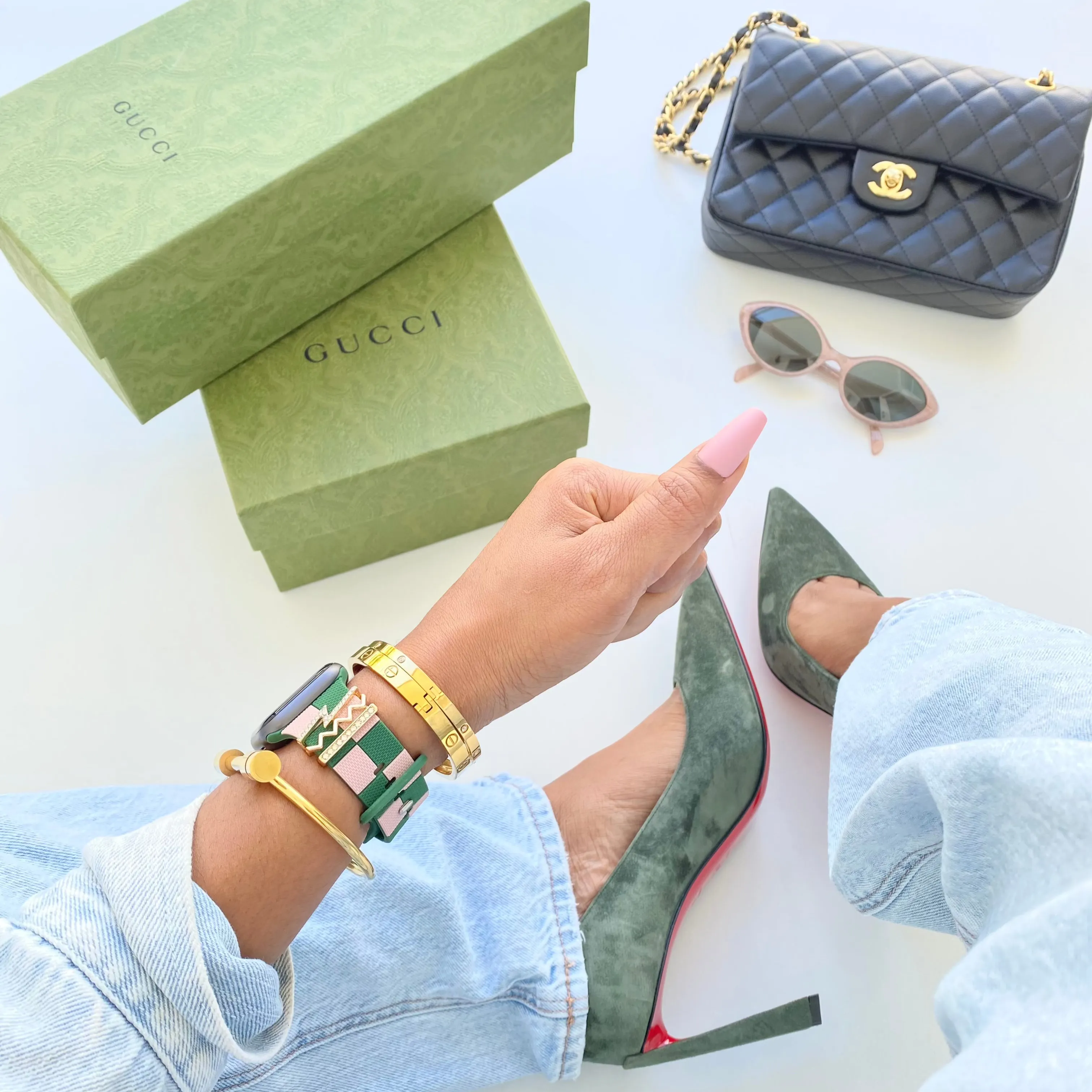 Downtown Green & Pink Smart Watch Band sold by Strawberry Avocados