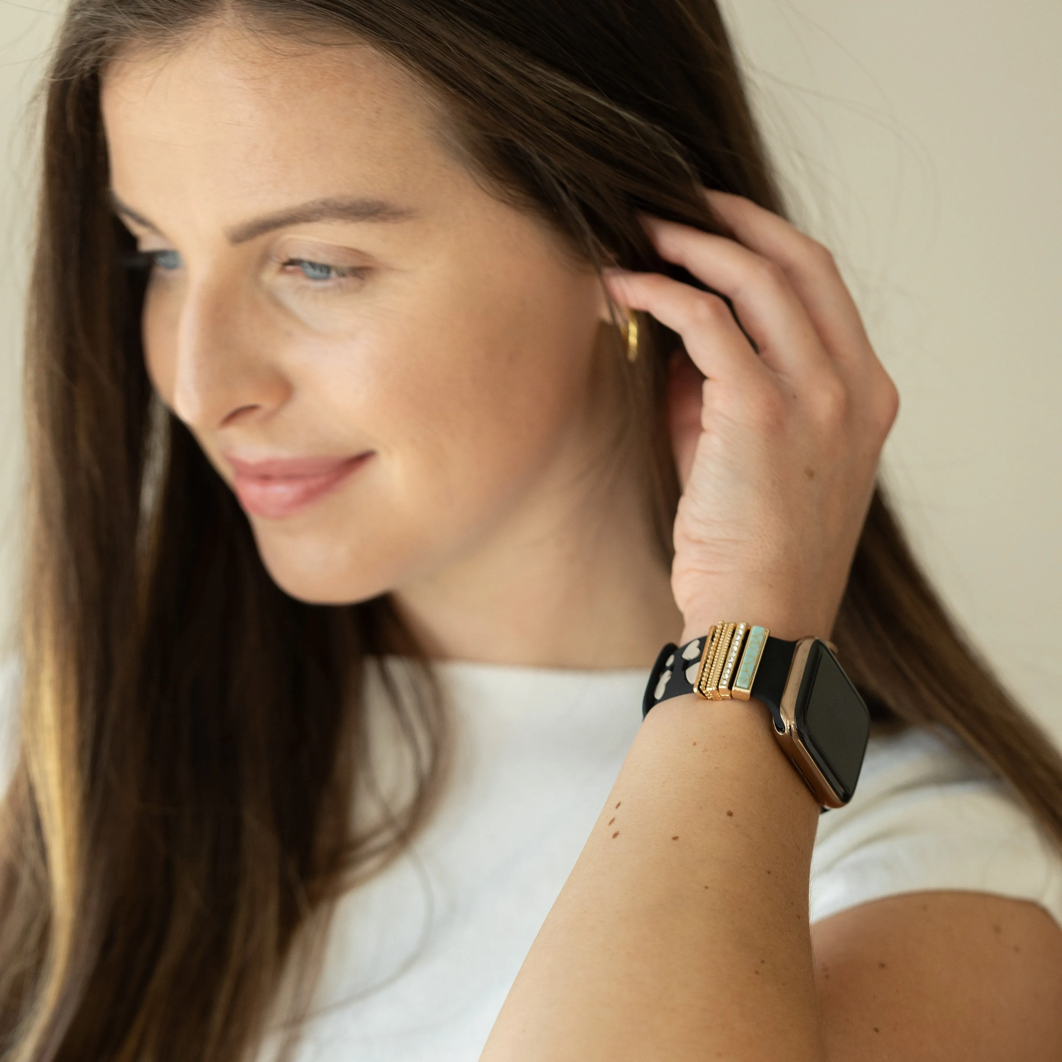 Eva Turquoise Love & Luxe Nude & Black Smart Watch Band sold by Strawberry Avocados product image thumbnail 3