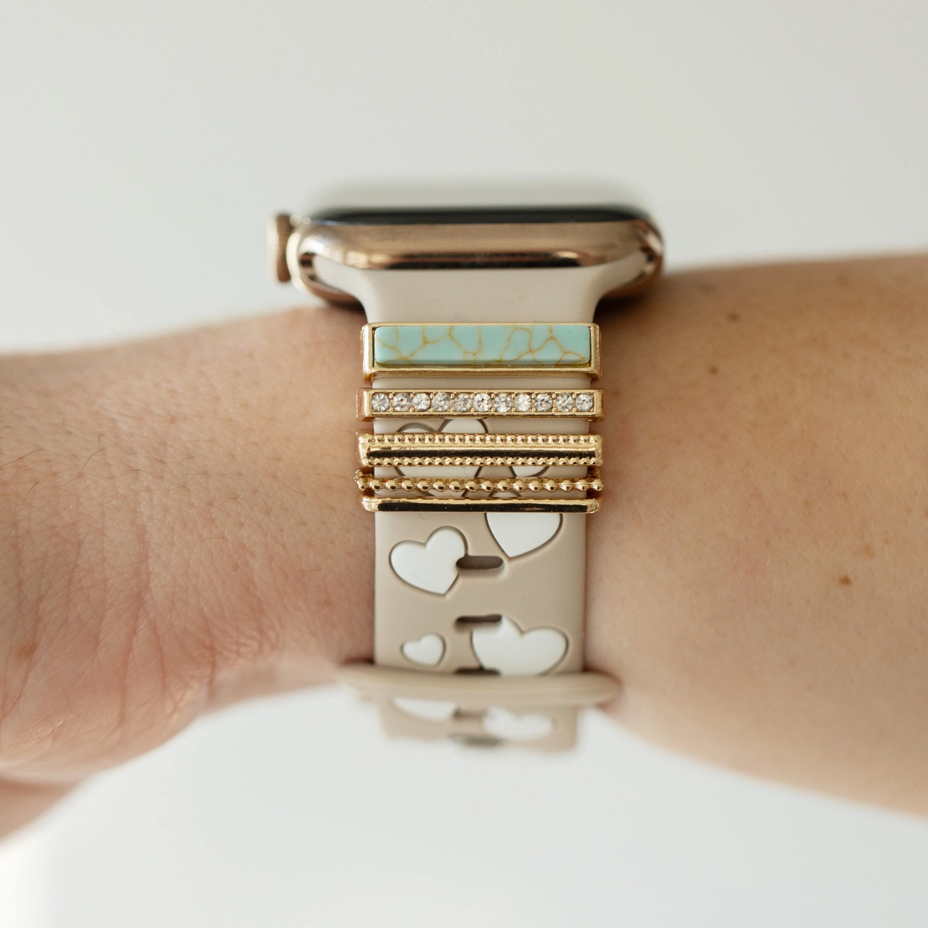 Eva Turquoise Love & Luxe Nude & White Smart Watch Band sold by Strawberry Avocados product image thumbnail 3