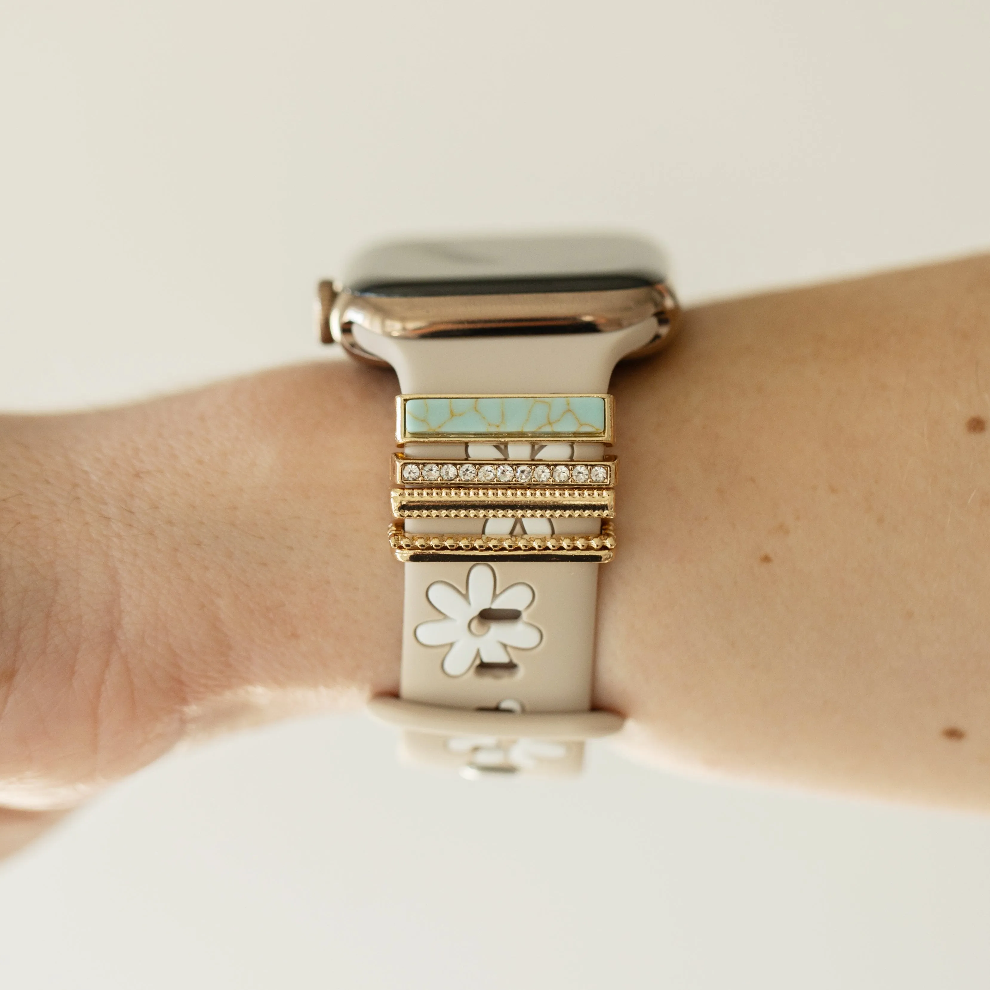 Eva Turquoise Daisy Nude & White Smart Watch Band sold by Strawberry Avocados product image thumbnail 3