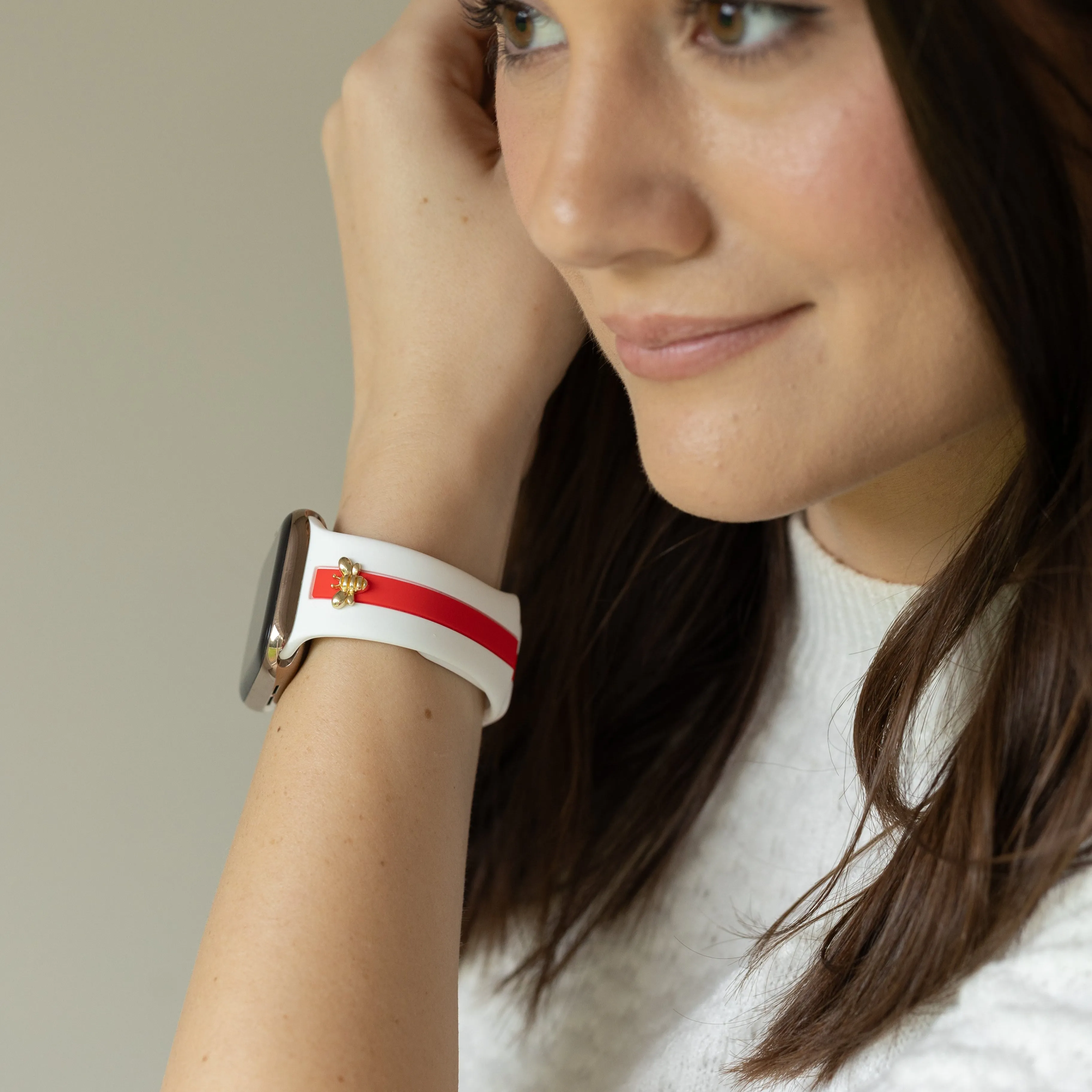 Skye White & Red Honey Bee Smart Watch Band sold by Strawberry Avocados product image thumbnail 2