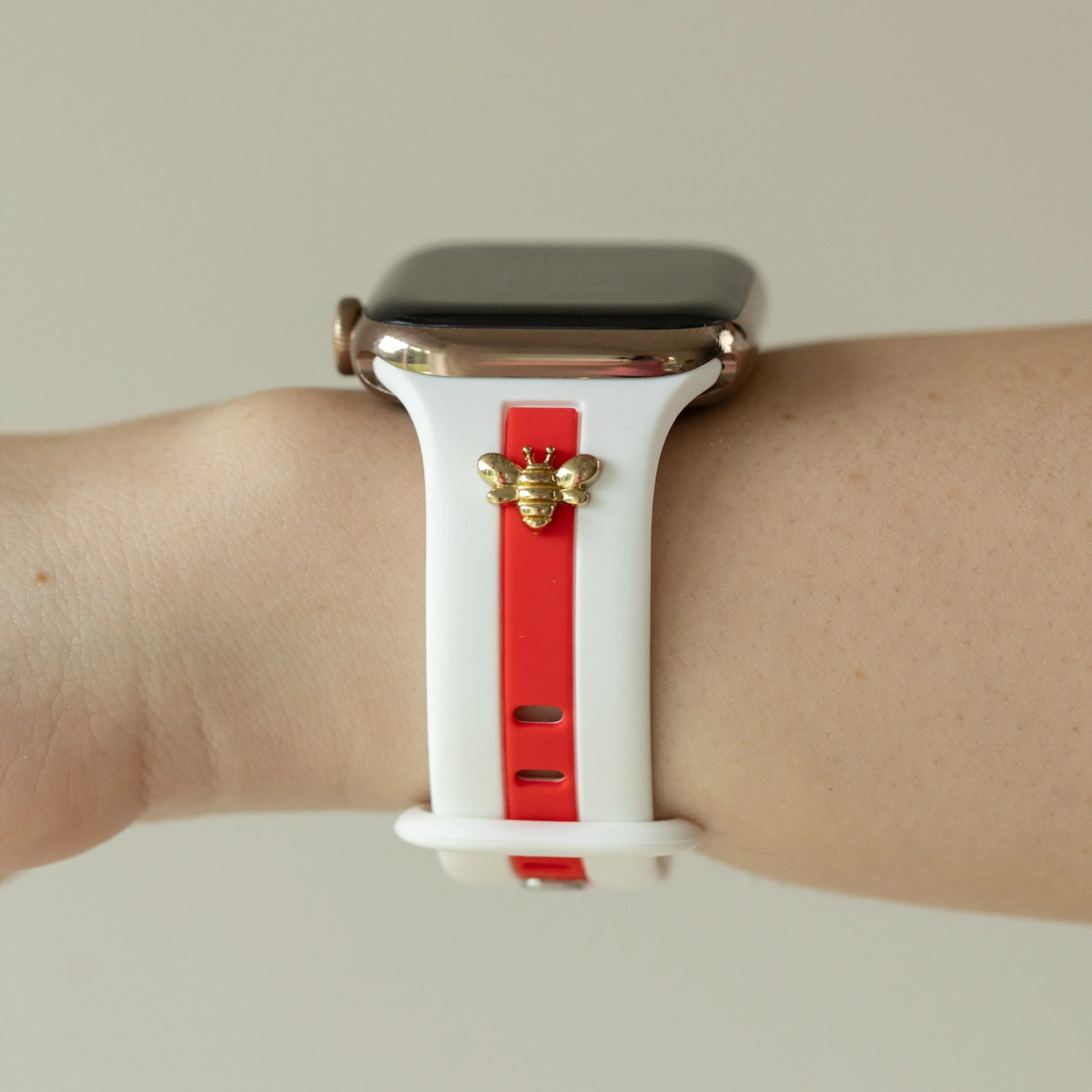 Skye White & Red Honey Bee Smart Watch Band sold by Strawberry Avocados