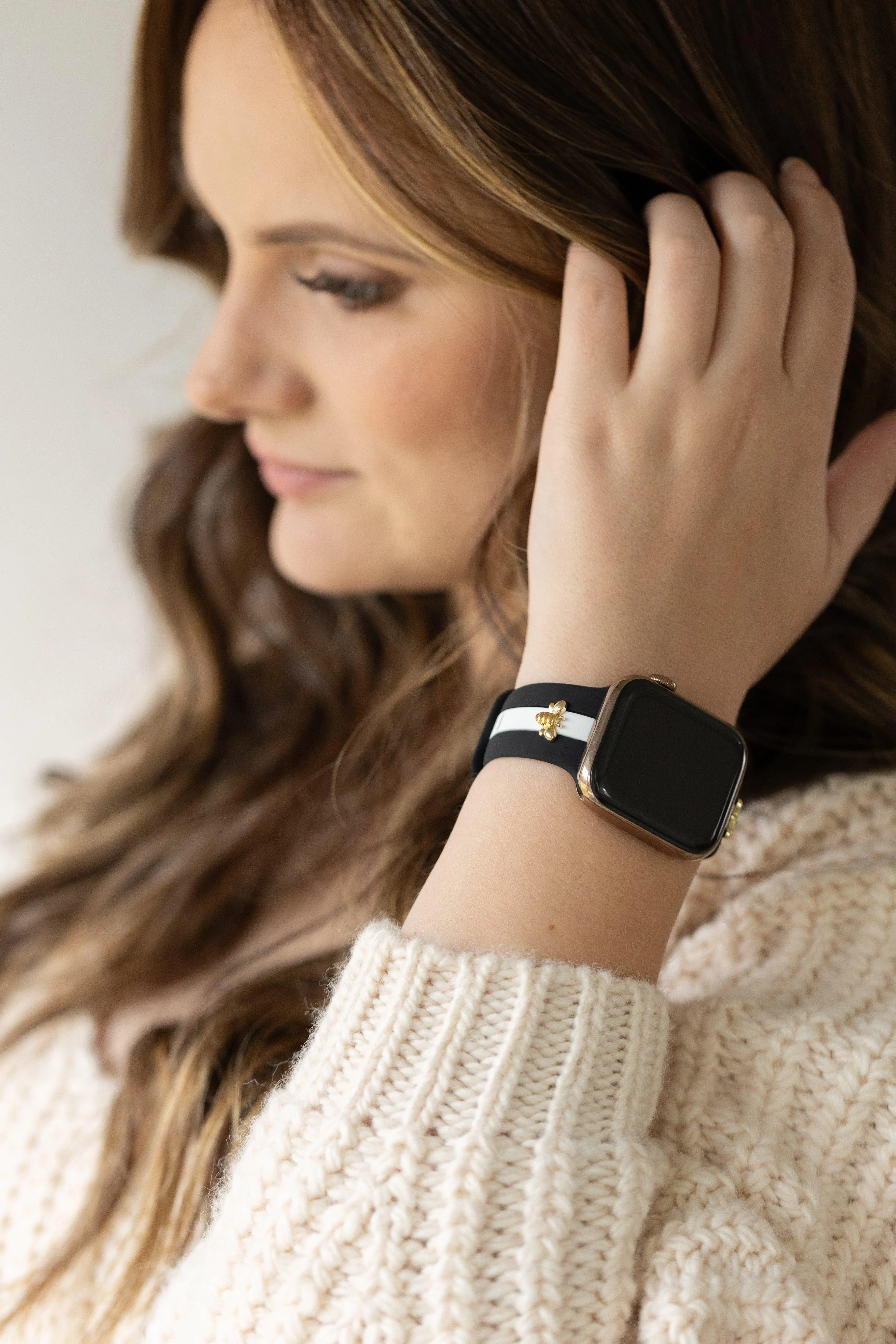 Skye Midnight Black & White Smart Watch Band sold by Strawberry Avocados product image thumbnail 4