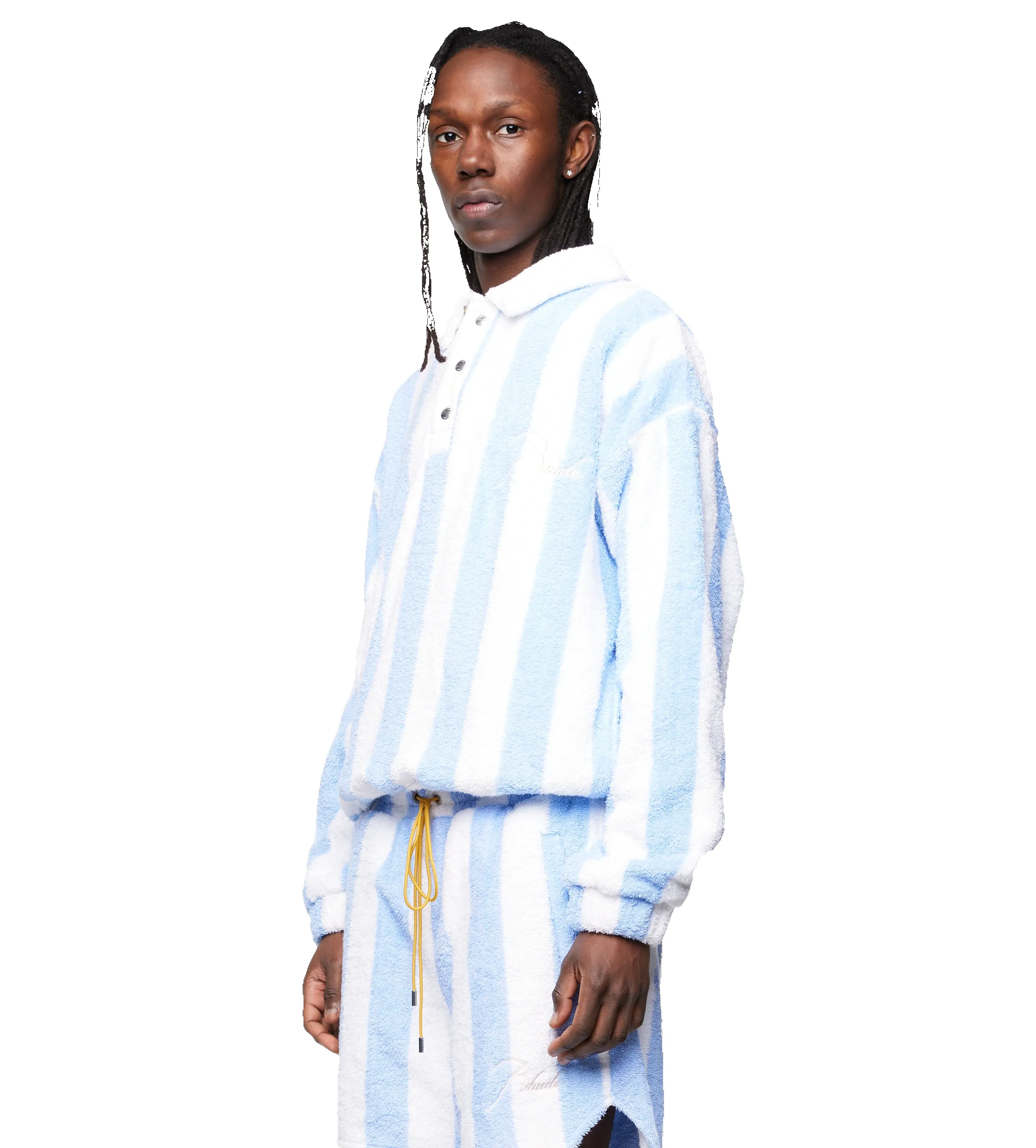 Striped Loop Terry Polo White sold by FOUR Amsterdam product image thumbnail 5